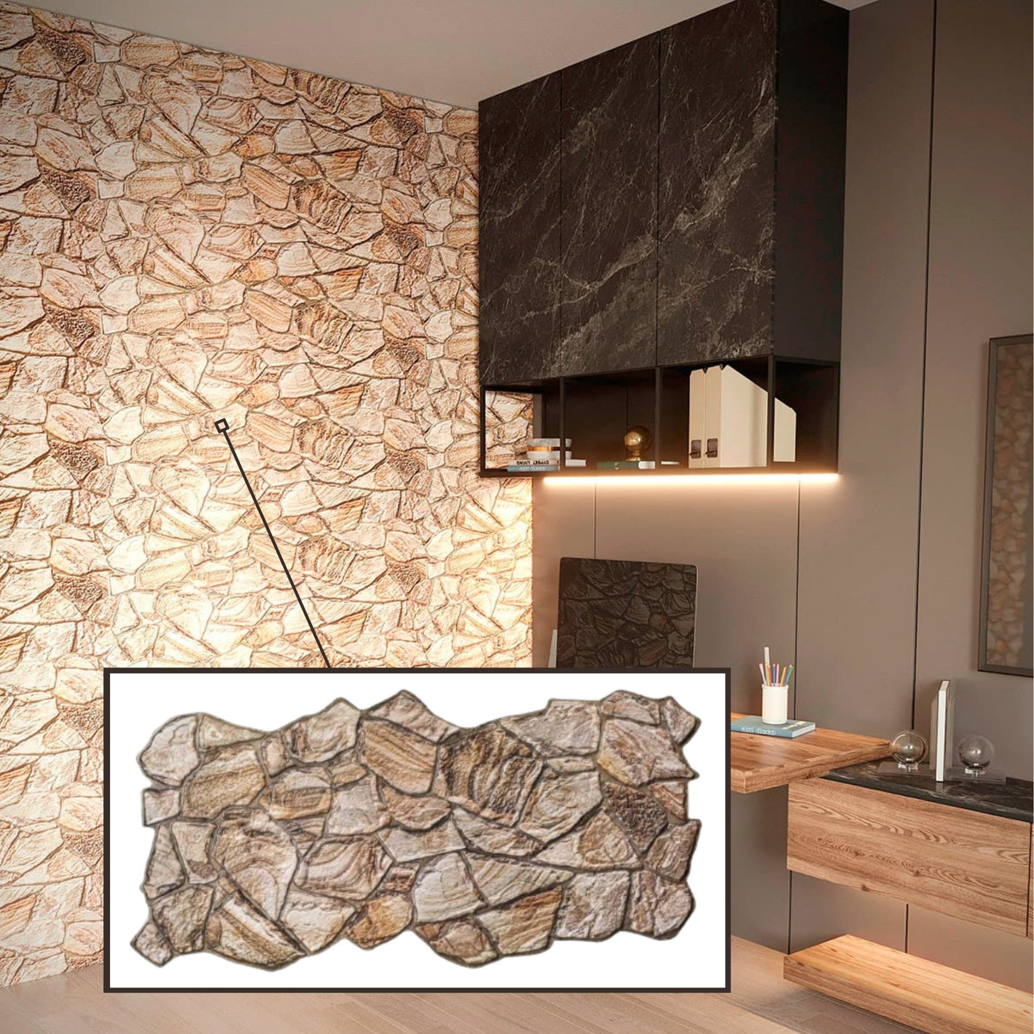 STM Company 3D Wandpaneel 3D-Wandpaneele PVC, Stein Optik, 1-20 Platten - 0.5-10 m², (15-tlg) Für Wohnzimmer, Küche & Bad, Einfache DIY-Montage