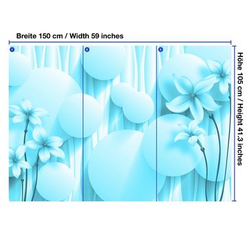 wandmotiv24 Fototapete Blumen 3D Kreise Effekt hell blau, glatt, Wandtapete, Motivtapete, matt, Vliestapete