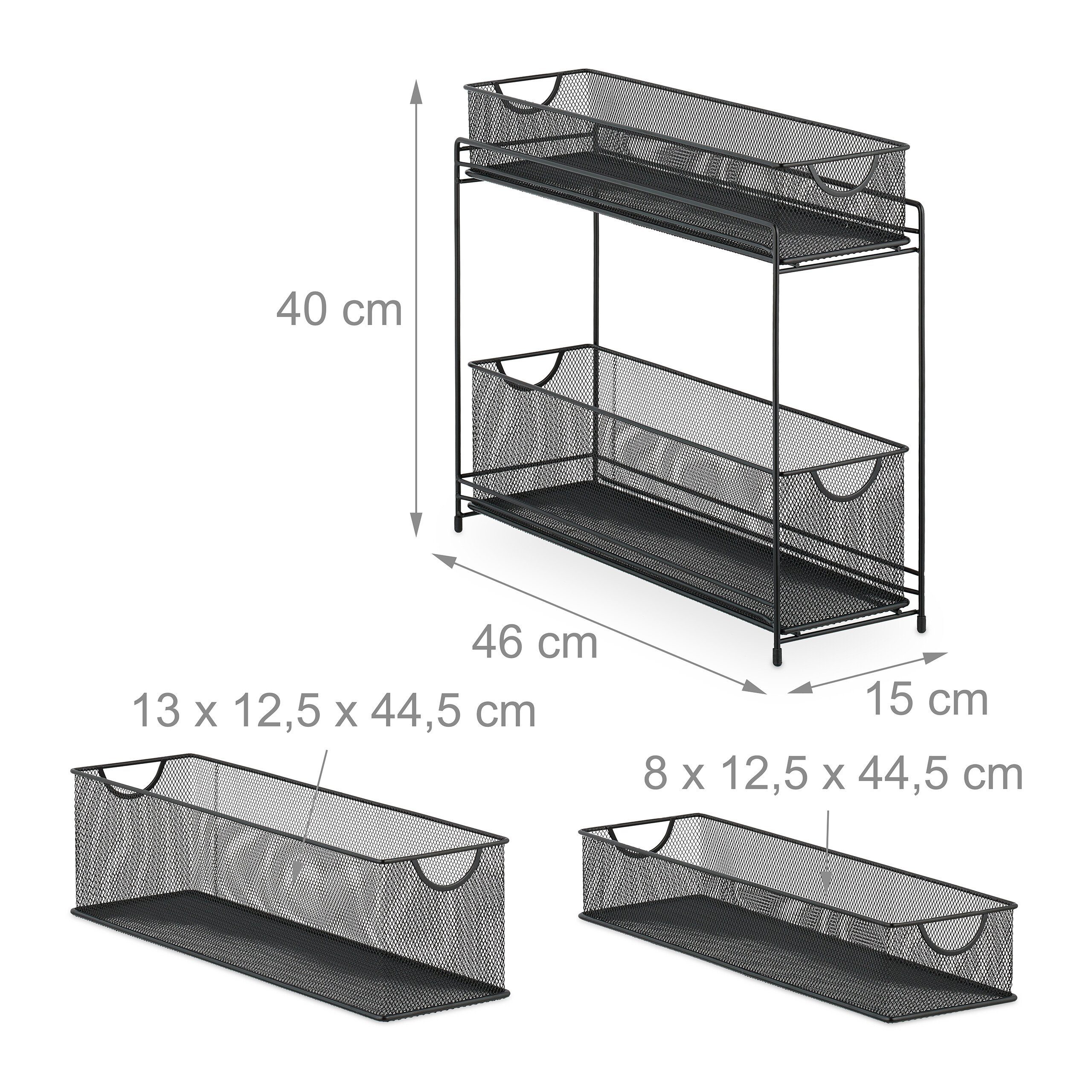 relaxdays Küchenregal Metall Küchenschrank Organizer, 1-tlg., schwarz – Bild 4 von 5