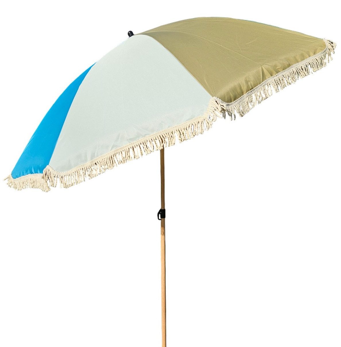 Meinposten Sonnenschirm Strandschirm Schirm UV Schutz Fransen BLAU GRÜN knickbar Ø 170 cm, abknickbar – Bild 5 von 5