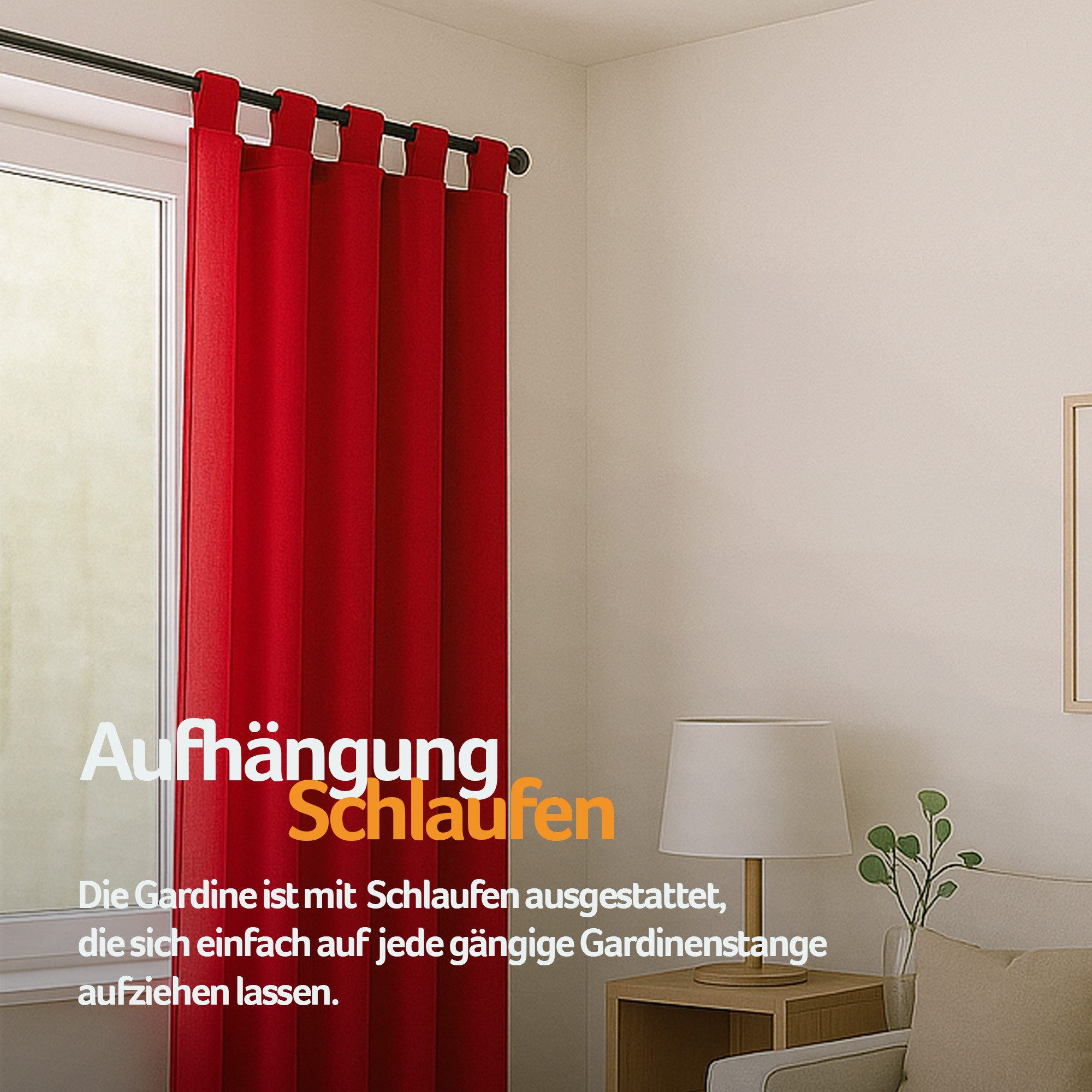Bestlivings Vorhang "Ellen" mit Schlaufen (1 St), Schlaufen, blickdicht, einfarbig, waschbar bei 30°C, bügelleicht, trocknergeeignet