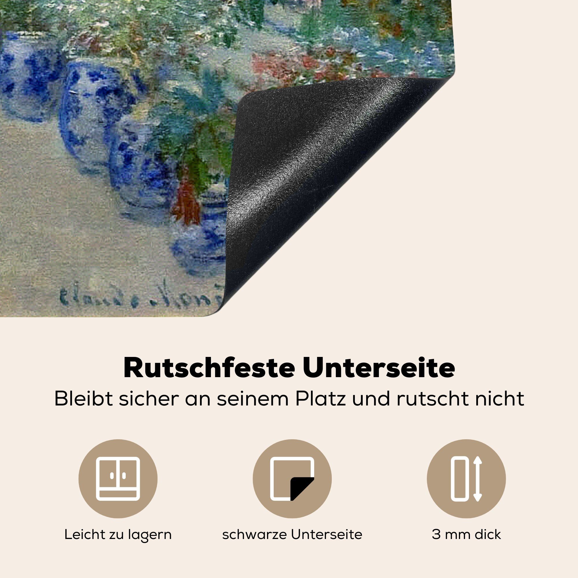 cm, des 78x78 tlg), Argenteuil küche in Claude Herdblende-/Abdeckplatte (1 Haus Arbeitsplatte Künstlers Das Ceranfeldabdeckung, MuchoWow Vinyl, - Monet, für