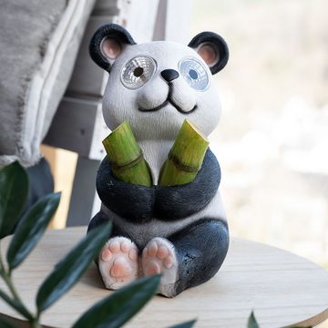 etc-shop Gartenleuchte, LED Außen Solar Leuchte Panda sitzend schwarz-weiß Garten Figur Lampe
