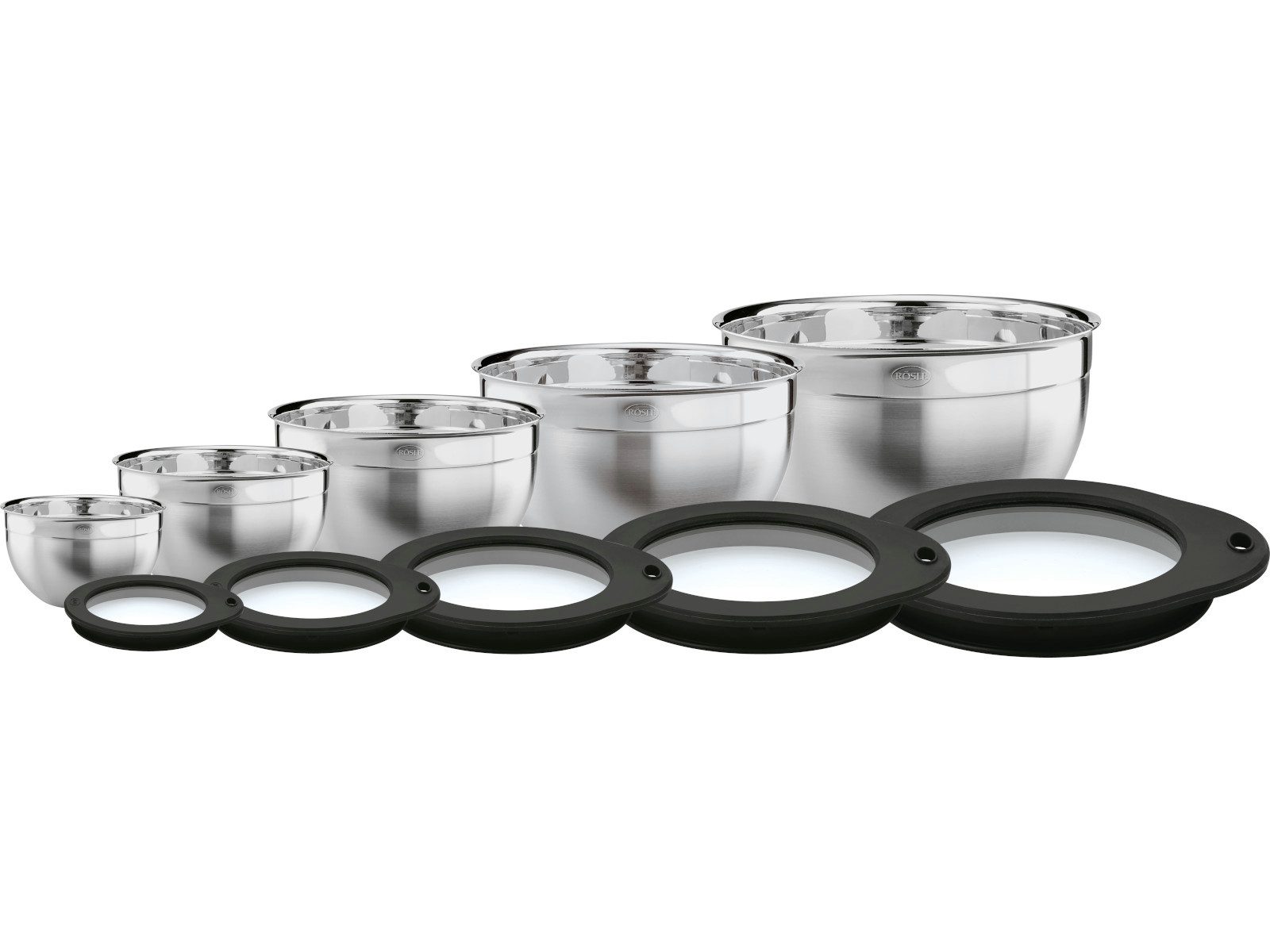 RÖSLE Schüssel Schüssel-Set hoch mit Frischhaltedeckeln 10tlg, Edelstahl 18/10, (Schüsseln & Schalen)