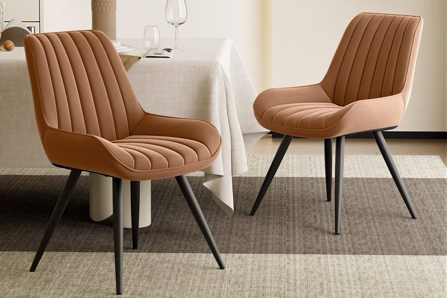 HawthyHome Esszimmerstuhl Stuhlset – Polsterstühle, Moderner Küchenstuhl (2 St), mit Ergonomischer Rückenlehne und Metallbeinen