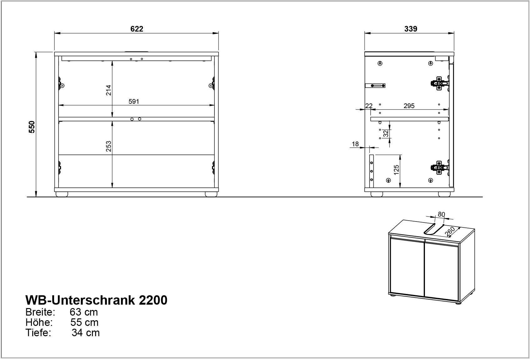 GERMANIA Waschbeckenunterschrank Lemont mit Siphonausschnitt