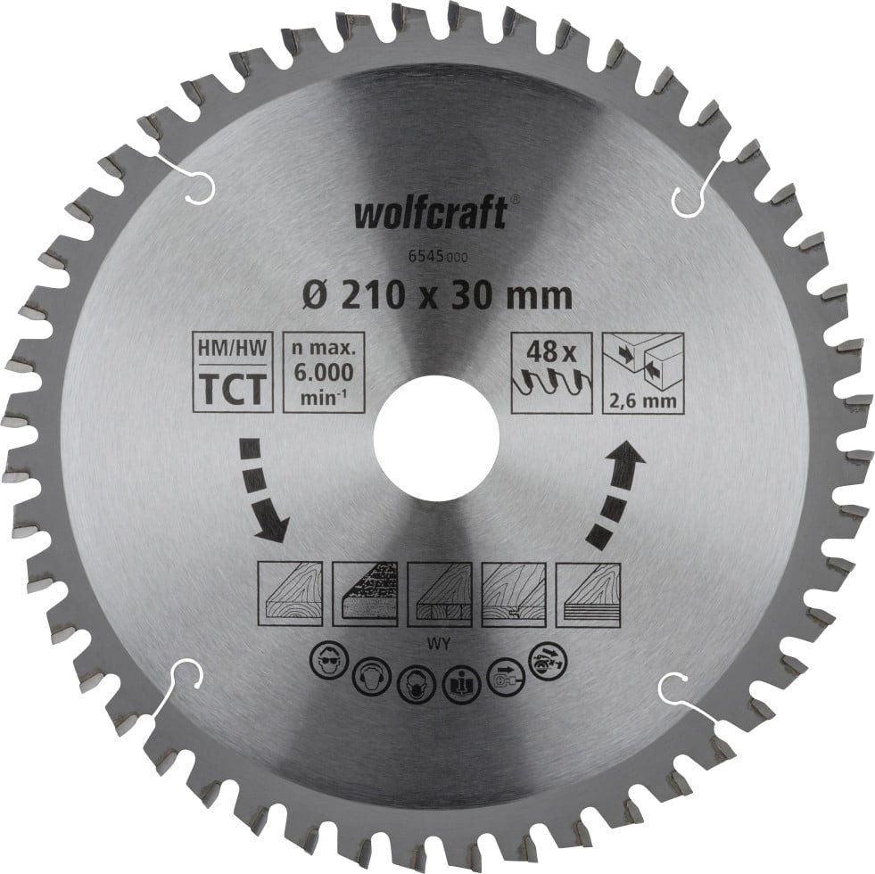 Thumbnail - Wolfcraft Kreissägeblatt Wolfcraft Sägeblatt Ø 210 mm 48 Zähne Hartmetall
