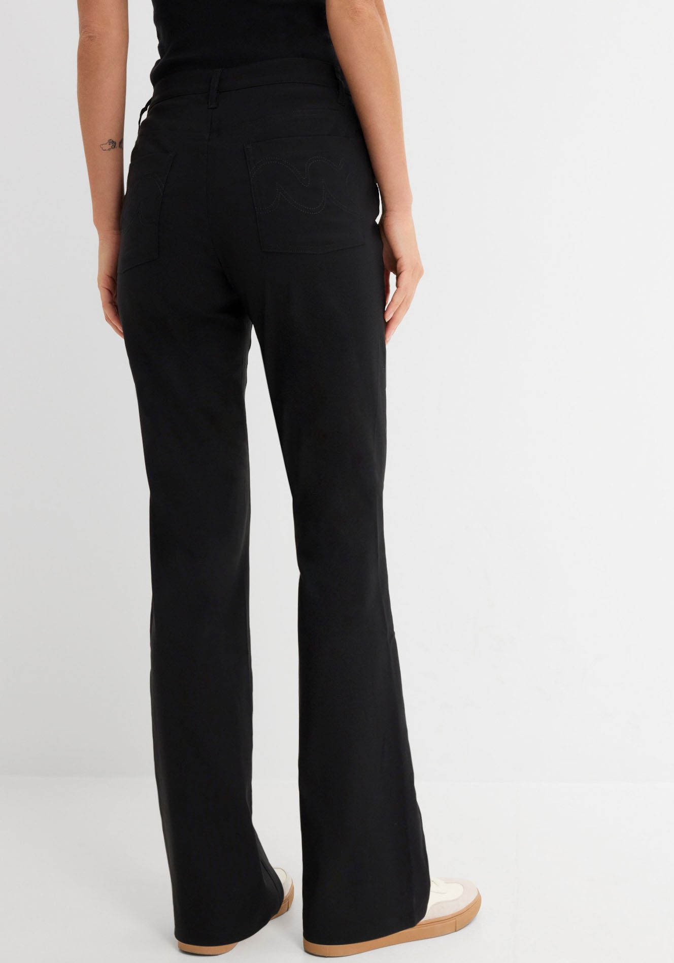 bonprix Stretch-Hose aus Viskose, mit Bootcut-Design, Regular Fit, mit Gürtelschlaufen