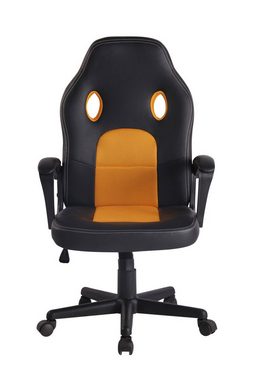 TPFLiving Gaming-Stuhl Elon mit bequemer Rückenlehne - höhenverstellbar und 360° drehbar (Schreibtischstuhl, Drehstuhl, Chefsessel, Bürostuhl XXL), Gestell: Kunststoff schwarz - Sitz: Kunstleder, Netzbezug schwarz/gelb