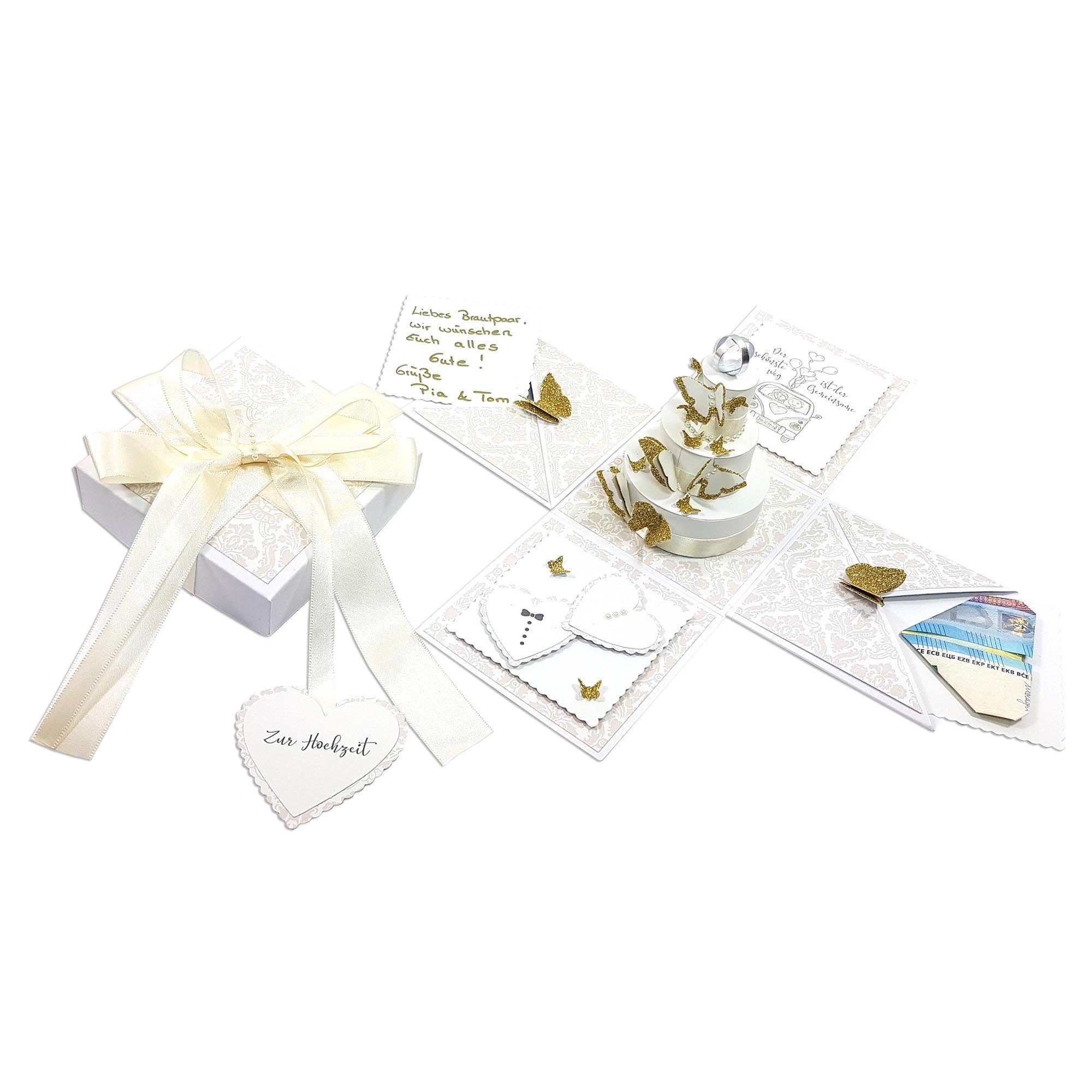 Frau WUNDERVoll Papierdekoration DIY Explosionsbox Hochzeit Creme