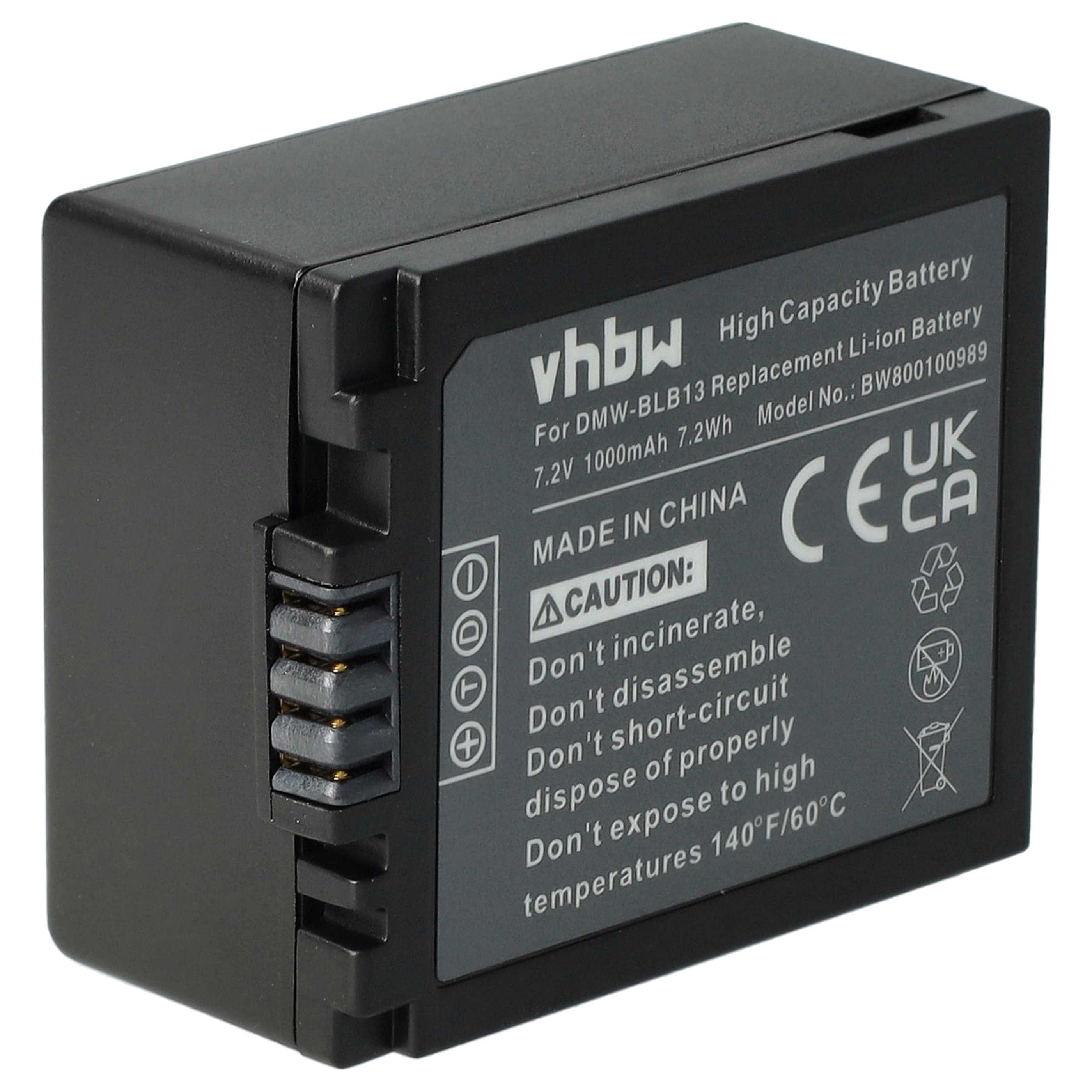 vhbw passend für Panasonic Lumix DMC-G2W, DMC-G2K, DMC-G1W, DMC-G2, Kamera-Akku Li-Ion 1000 mAh