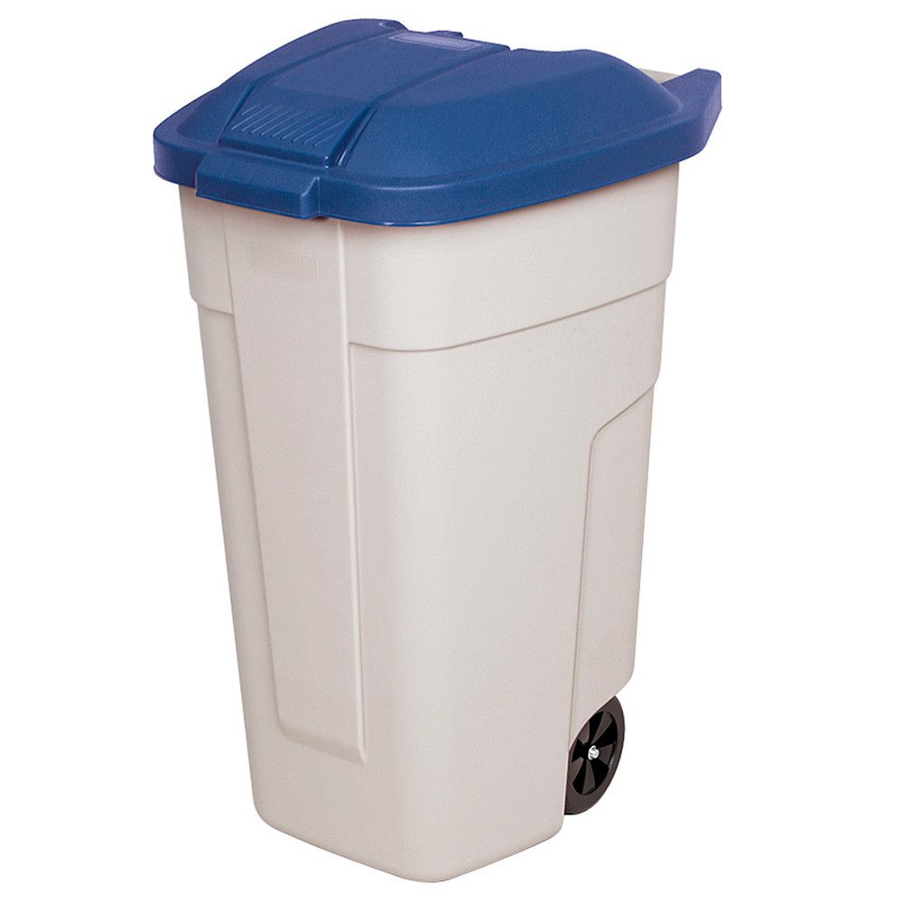 BRB-Lagertechnik Mülleimer Wertstoffsammler, Inhalt 100 Liter, Korpus beige, Fahrbare Tonne aus robustem Polypropylen-Kunststoff (PP)