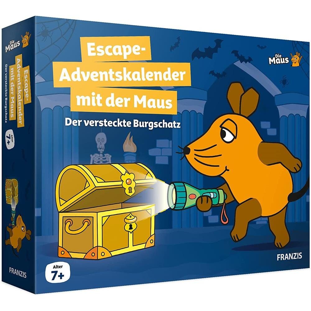Franzis Adventskalender Escape mit der Maus - Der versteckte Burgschatz, mit Such-, Wort-, Logik-, oder Zahlenrätsel, für Kinder ab 7 Jahren
