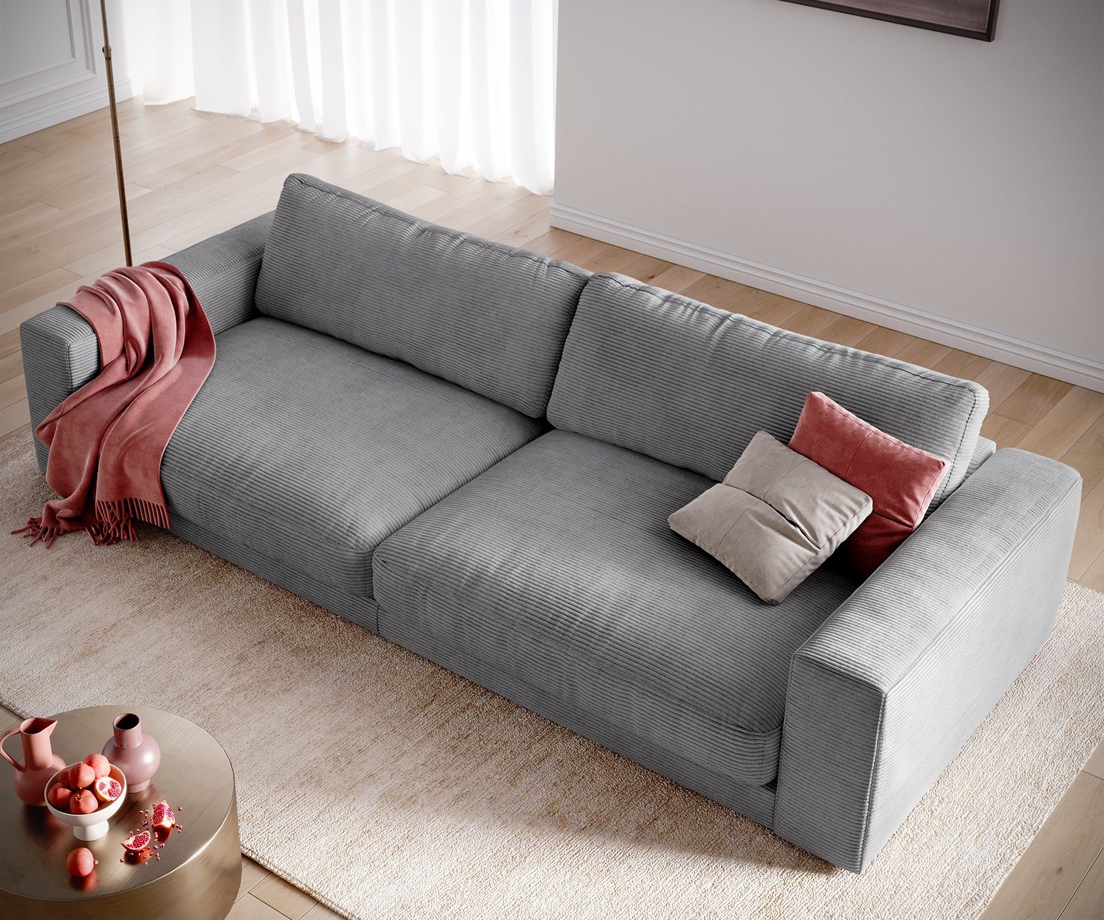 DELIFE Big-Sofa Cubico, cm Big-Sofa Anthrazit Cord 290x120