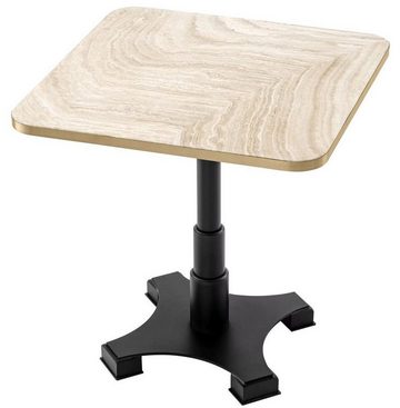 Casa Padrino Esstisch Casa Padrino Luxus Esstisch Beige / Messing / Schwarz 75 x 75 x H. 75,5 cm - Quadratischer Küchentisch mit Travertin Tischplatte - Esszimmer Möbel - Luxus Möbel - Luxus Einrichtung