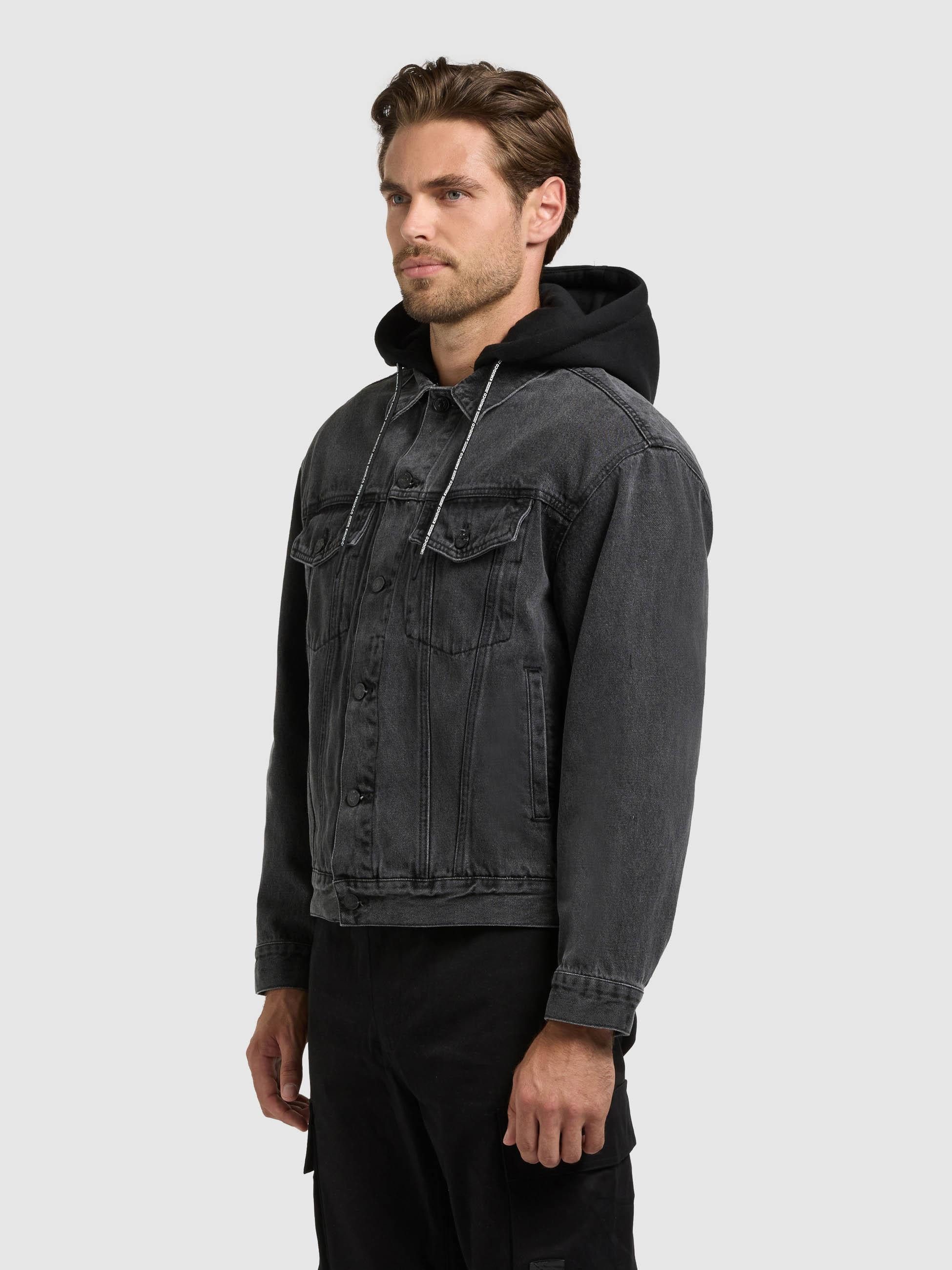 khujo Jeansjacke Jokin Herren Denim-Jacke mit Sweat-Kapuze