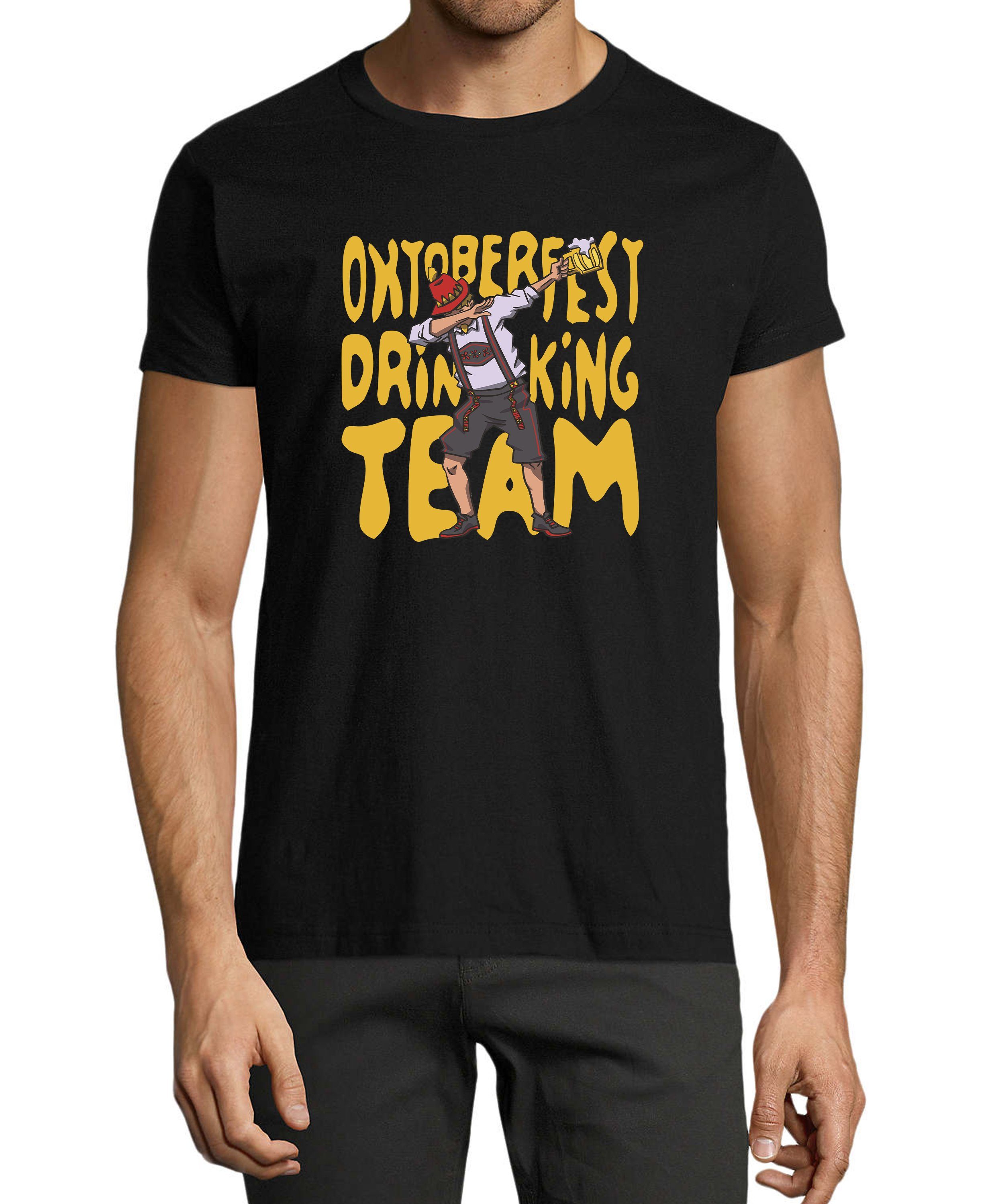 MyDesign24 T-Shirt Herren - Aufdruck Regular schwarz Fit, mit Oktoberfest Team Drinking Shirt Baumwollshirt i305 Print T-Shirt Fun
