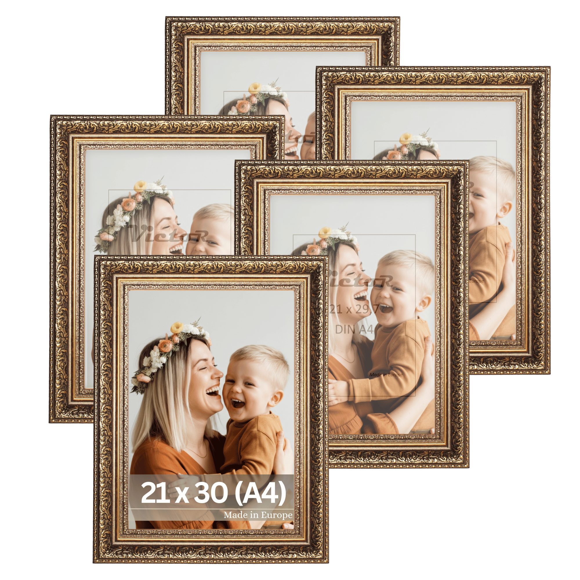 Victor (Zenith) Bilderrahmen Leonardo, Bilderrahmen Set A4 Gold Braun 21 x günstig online kaufen