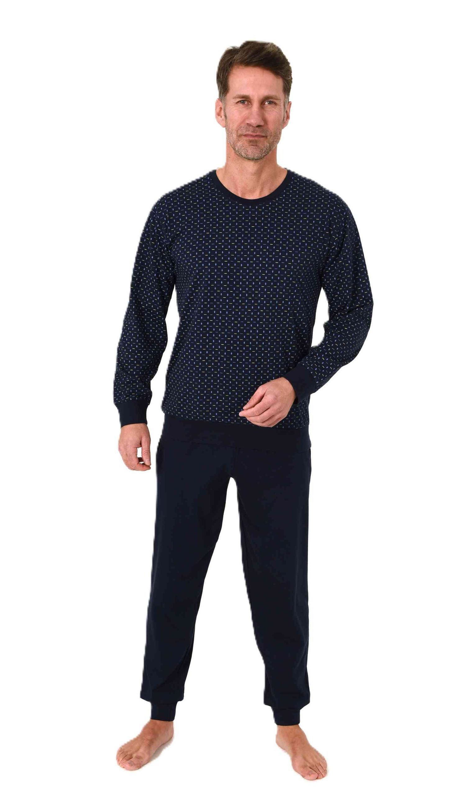 Normann Pyjama Normann Herren Schlafanzug lang mit Bündchen in Minimal Prin günstig online kaufen