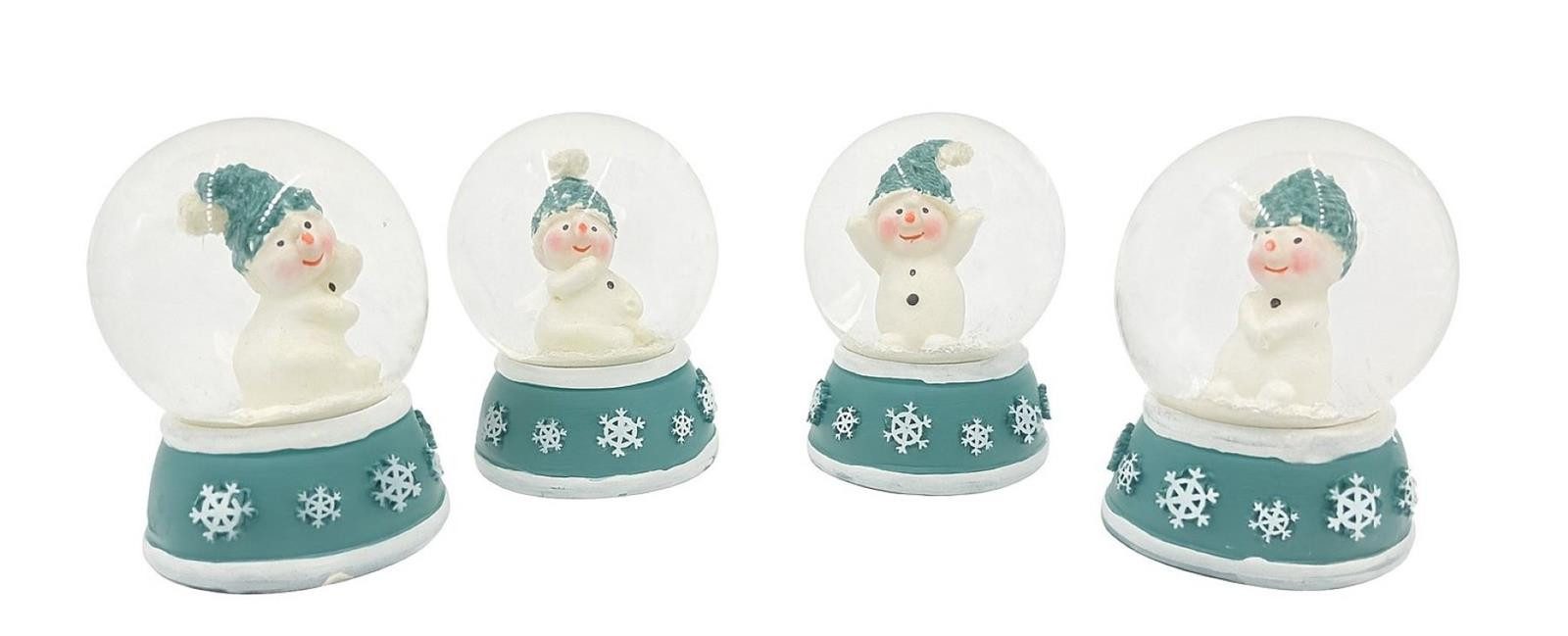 Geschenkestadl Schneekugel 4 x Schneekugel Schneemann 6cm Winter Deko versch. Farben