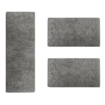 Hochflor-Bettumrandung Barcelona Grau, 3 Größen, Teppichläufer, ideal im Schlafzimmer Floordirekt, Höhe 22 mm, (3-tlg), Shaggy