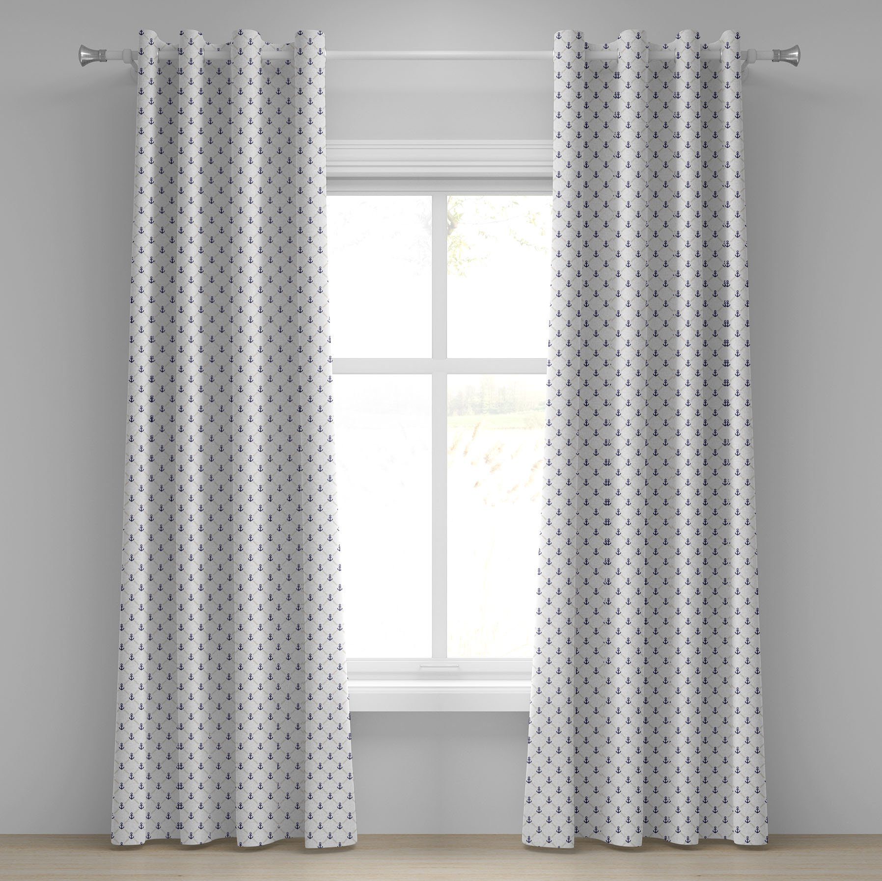 Gardine Dekorative 2-Panel-Fenstervorhänge für Schlafzimmer Wohnzimmer, Abakuhaus, Anker Yacht Schiff Cruise