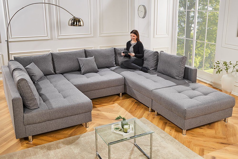 riess-ambiente Wohnlandschaft KENT 305cm grau, Set günstig online kaufen