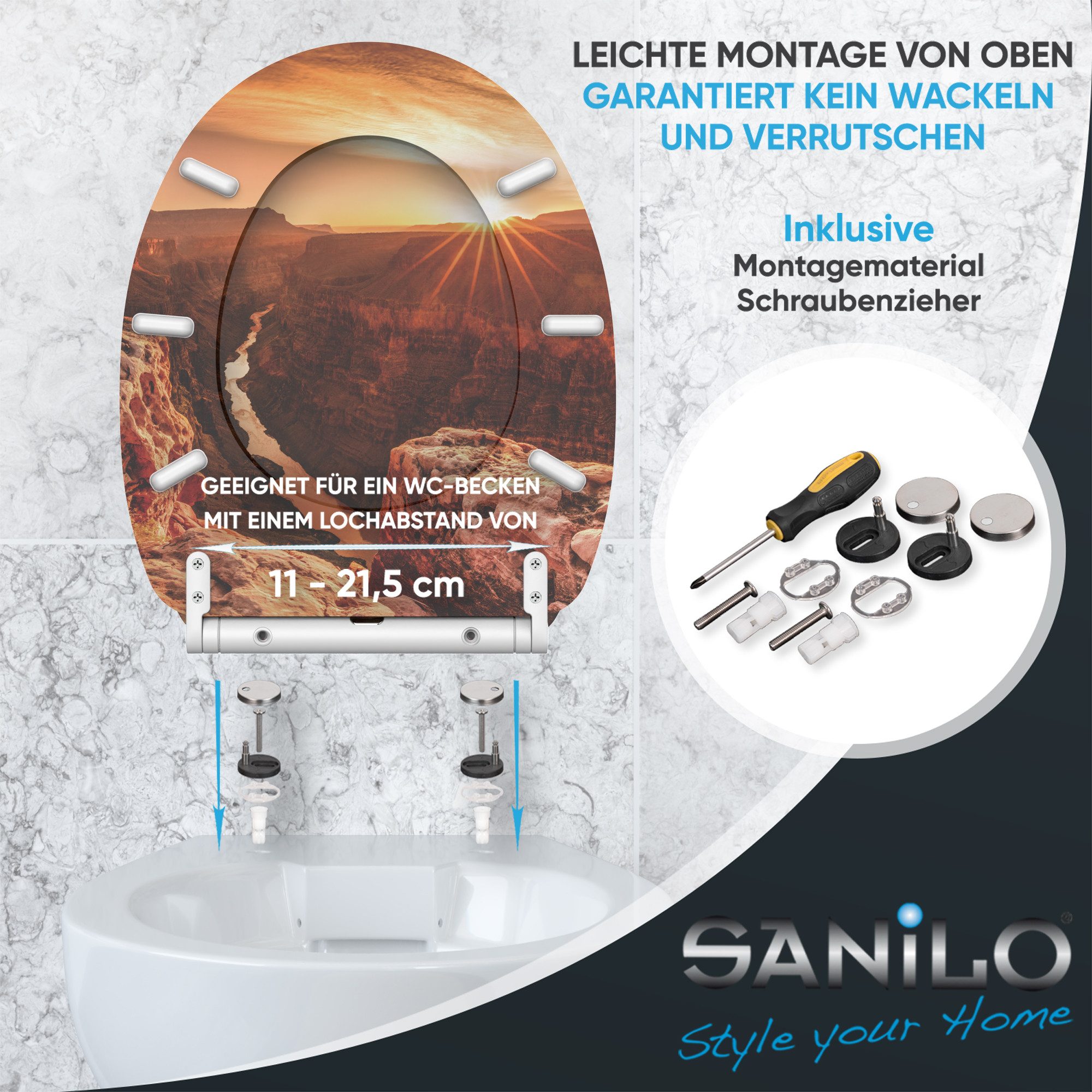 Sanilo WC-Sitz Grand Canyon mit Absenkautomatik & Quick Release, Premium Toilettendeckel, abnehmbar, leichte Montage von oben – Bild 5 von 5