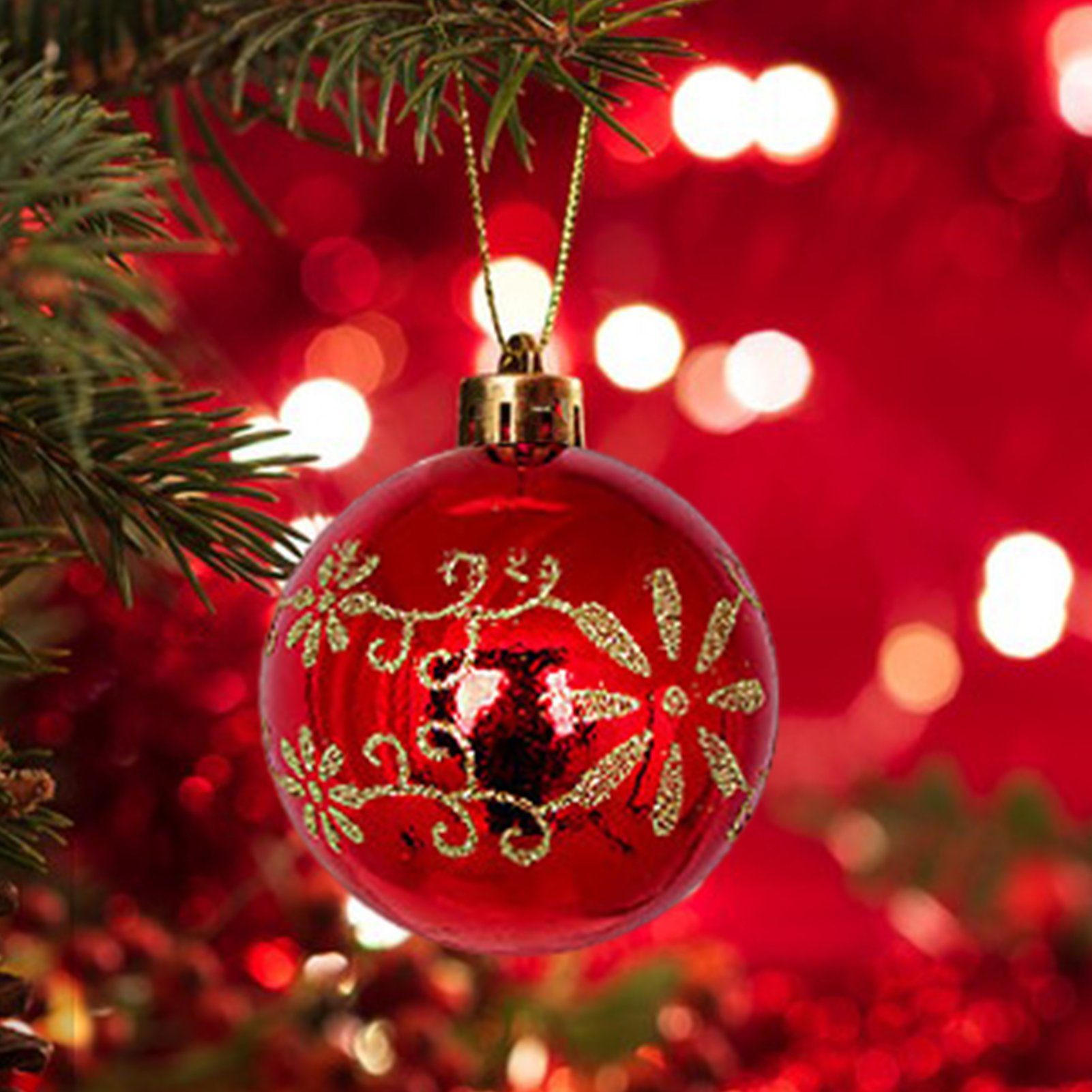 Rot-Weiß-Weihnachtsball-Ornament, 44 Weihnachtskugeln, 3-6cm Stück/Set Geschenkbox Weihnachtsbaumkugel Rutaqian Weihnachtskugel Set Plastik Farbkugel aus