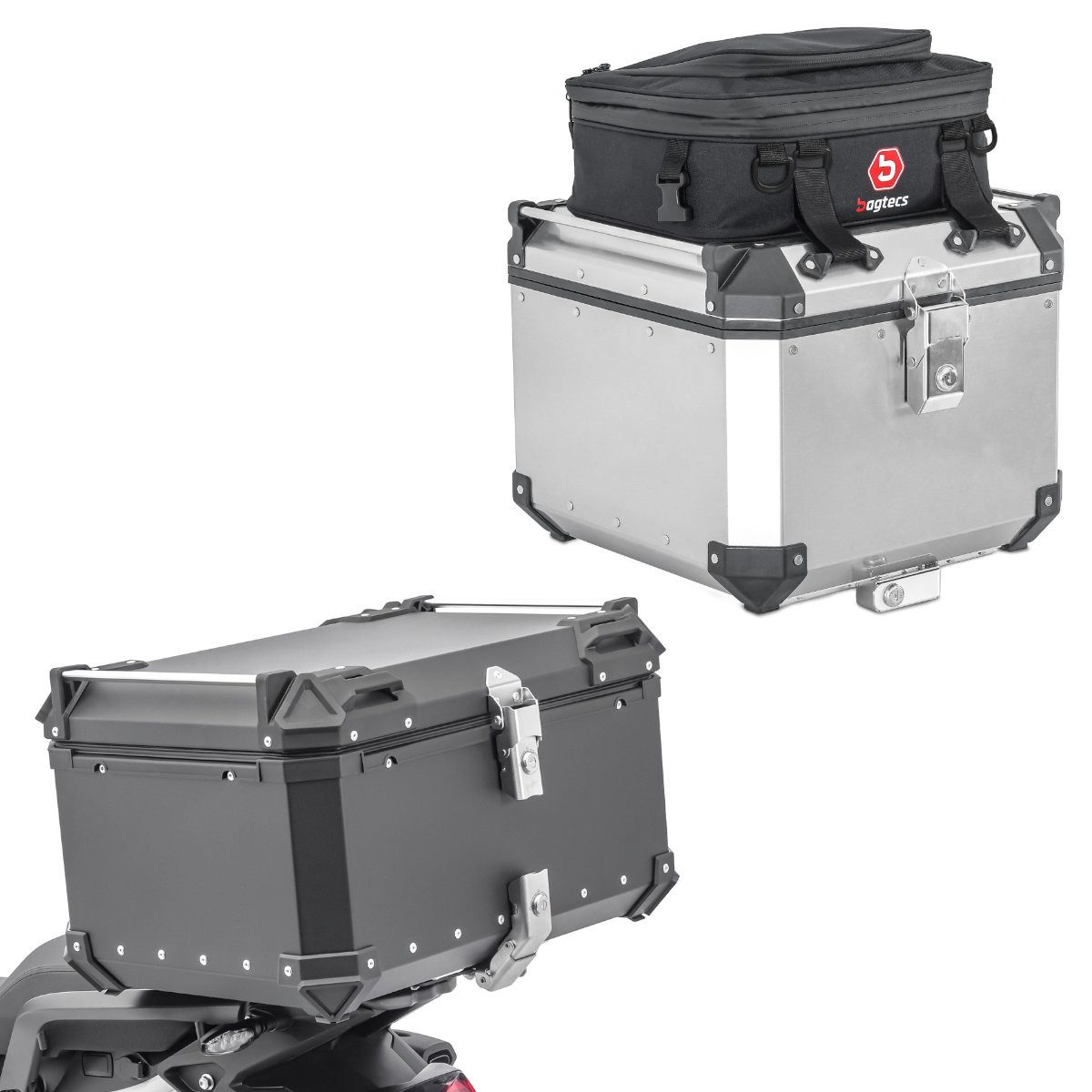 Topcase Motorrad Alu Top Case # XB65 Aluminium Universal 65 Liter schwarz + Zu