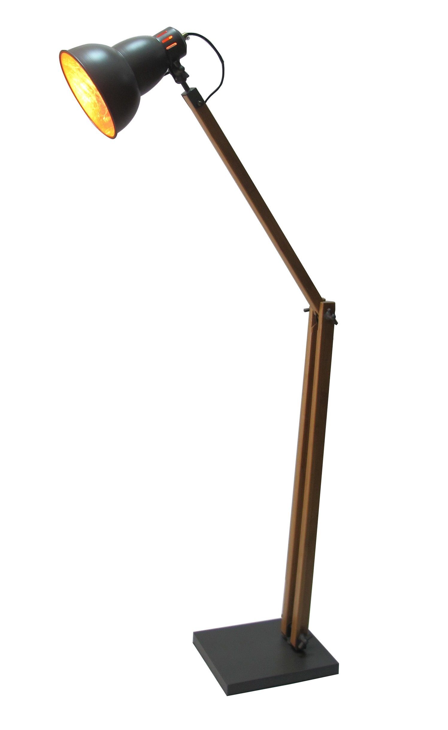 Steelboxx Stehlampe »Stehleuchte Leselampe Höhe 81-137cm Retro Stehlamp«,  Fußschalter, ohne Leuchtmittel, neutralweiß, Sockelfarbe: schwarz Farbe  Schirm: schwarz Farbe Schirm innen: Bronze / Gold