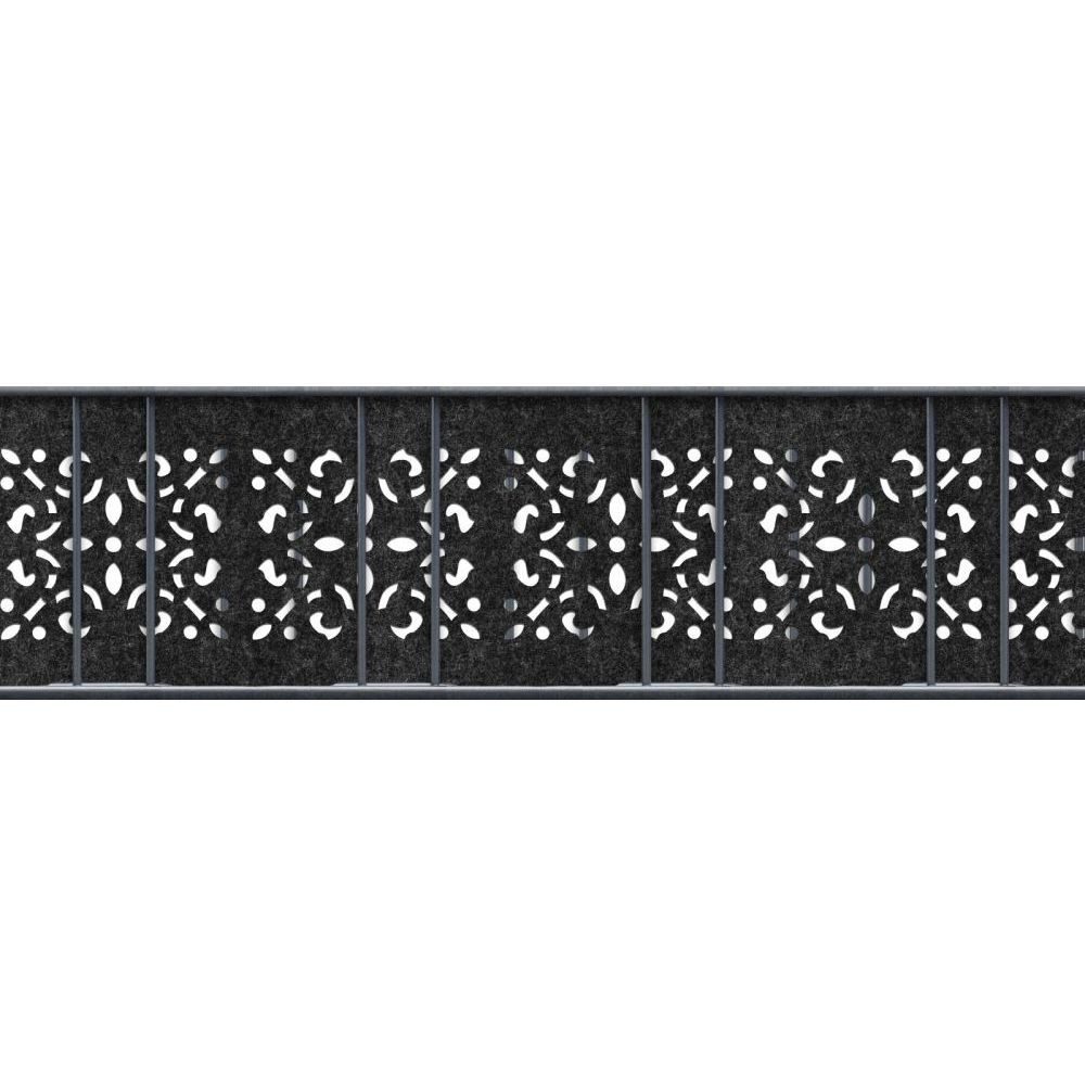 zaunzu Sichtschutzstreifen Design Vlies Ornament für Doppelstabmatten Schwarzgrau 2,6m, (1 x Laserstreifen, Dekorstreifen), 2 Jahre garantierte Farbechtheit