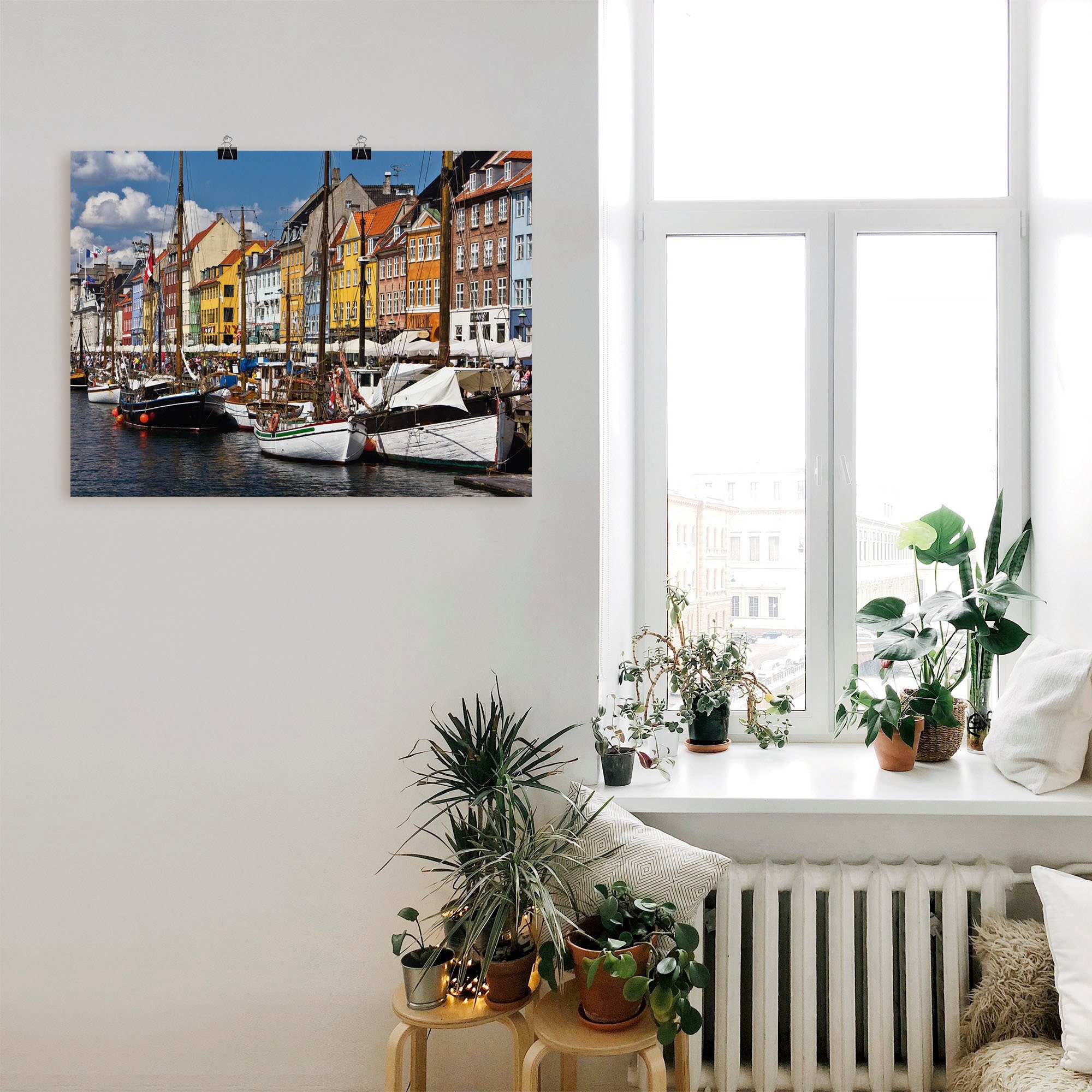 Artland Wandbild Größen Leinwandbild, Kopenhagen in Hafen Wandaufkleber in Poster Alubild, Schiffe oder St), & 2, versch. als Boote alter (1