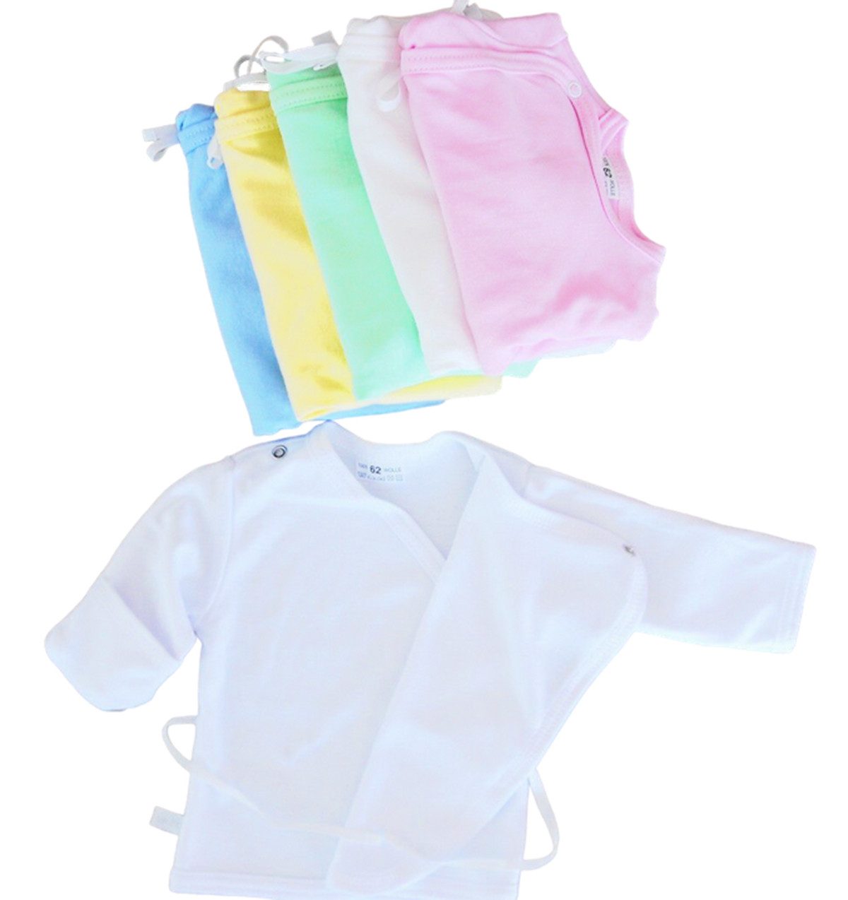 La Bortini Wickelshirt Baby Wickelhemdchen Flügelshirt für Neugeborene aus reiner Baumwolle, 44 50 56 62 68