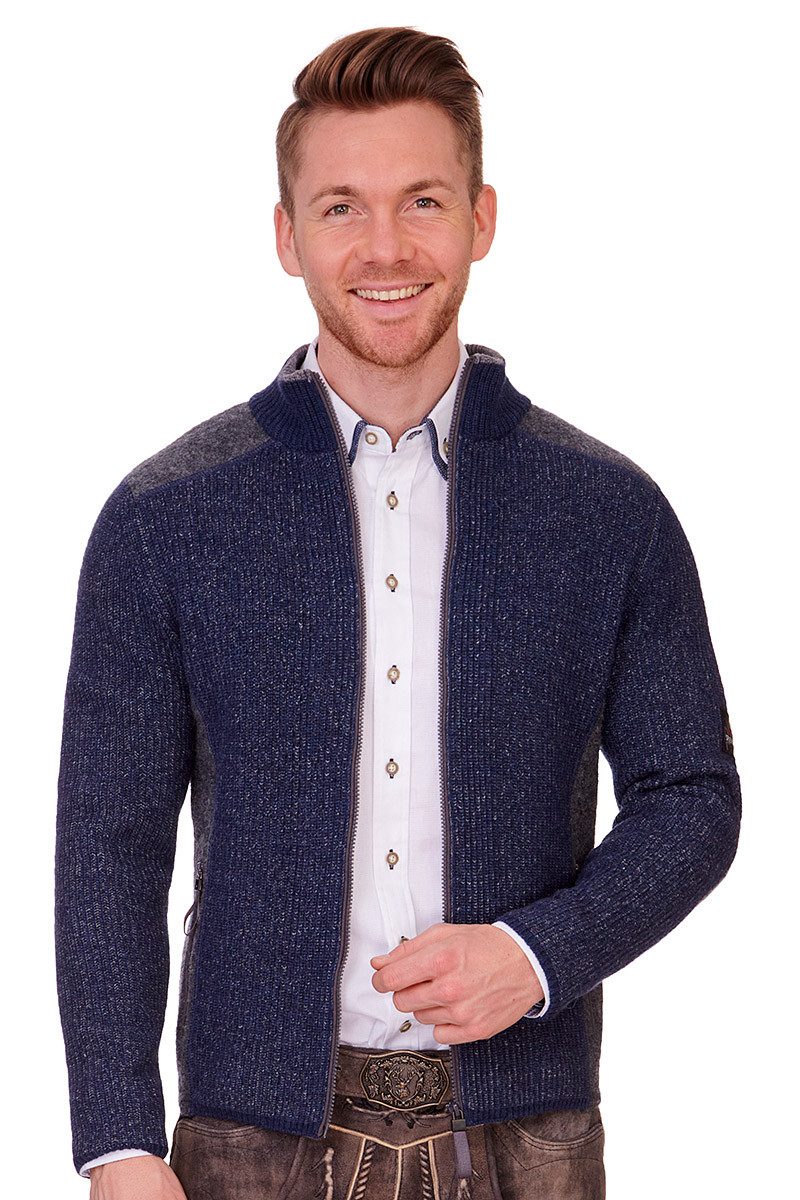 Spieth & Wensky Outdoorjacke Strickjacke Herren - STEINERBERG - dunkelblau, nuss