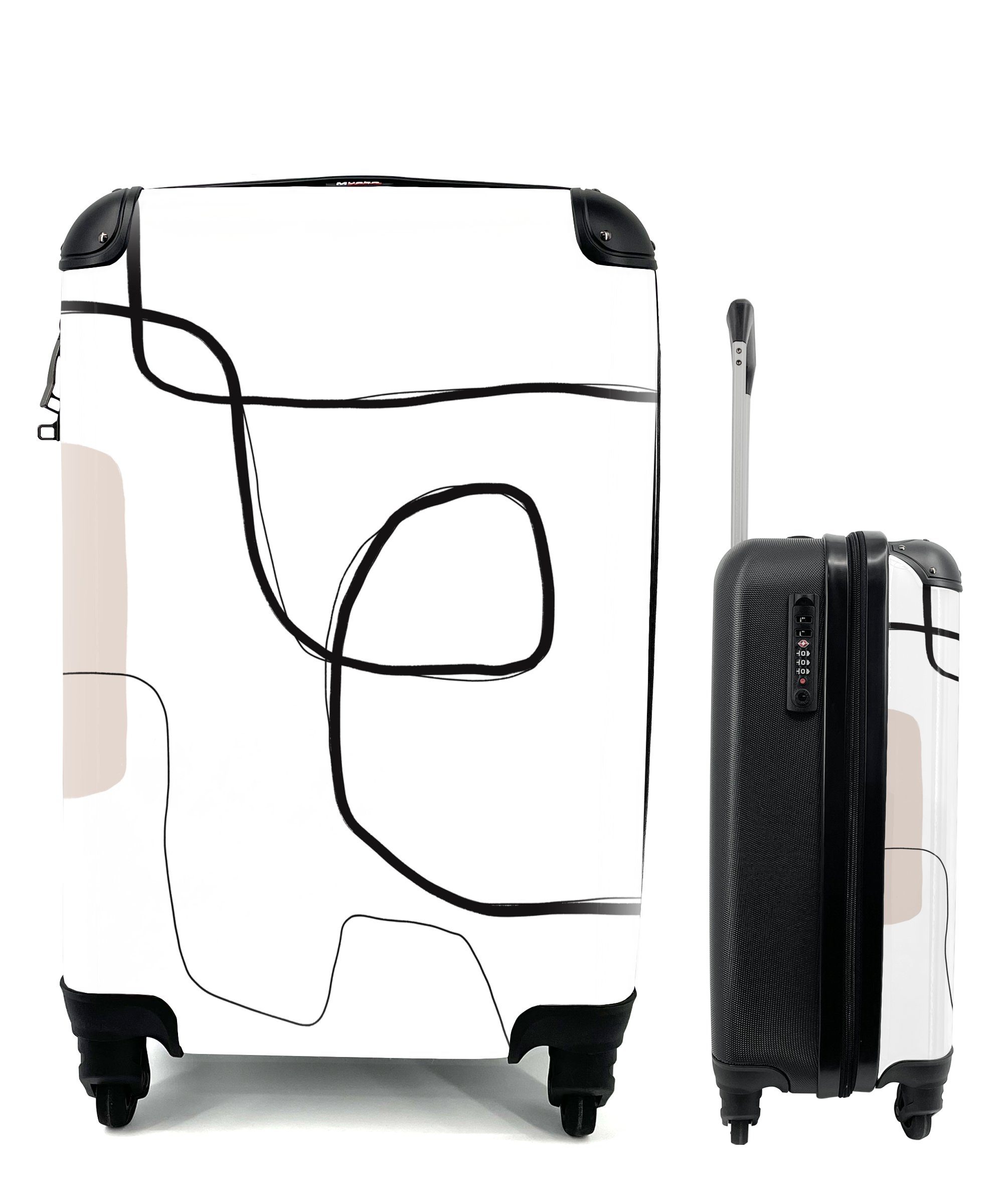 MuchoWow Handgepäckkoffer Abstrakt - Pastell - Minimalismus, 4 Rollen, Reisetasche mit rollen, Handgepäck für Ferien, Trolley, Reisekoffer