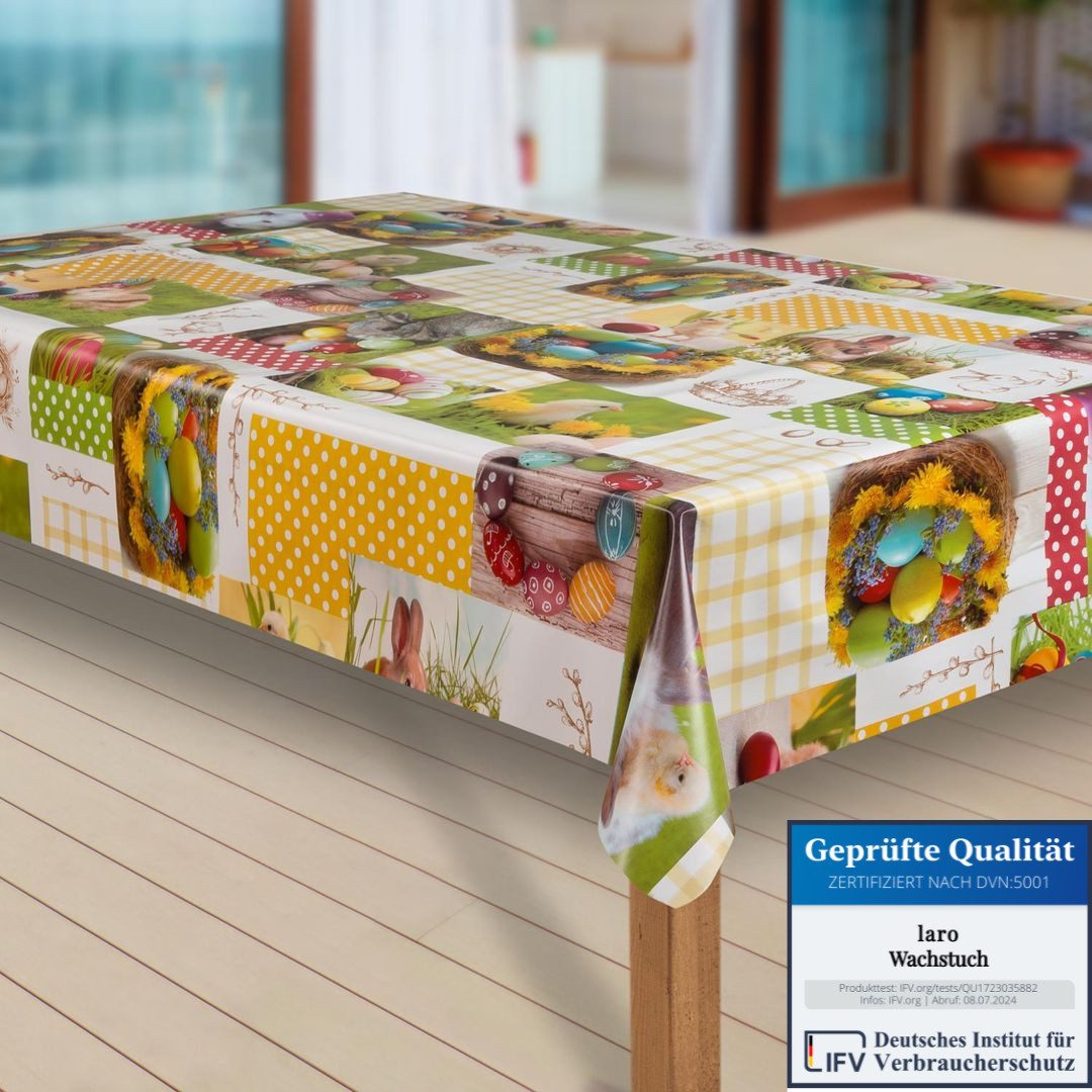 Tischdecke Wachstuch-Tischdecken Abwaschbar Ostern Eier Bunt rechteckig
