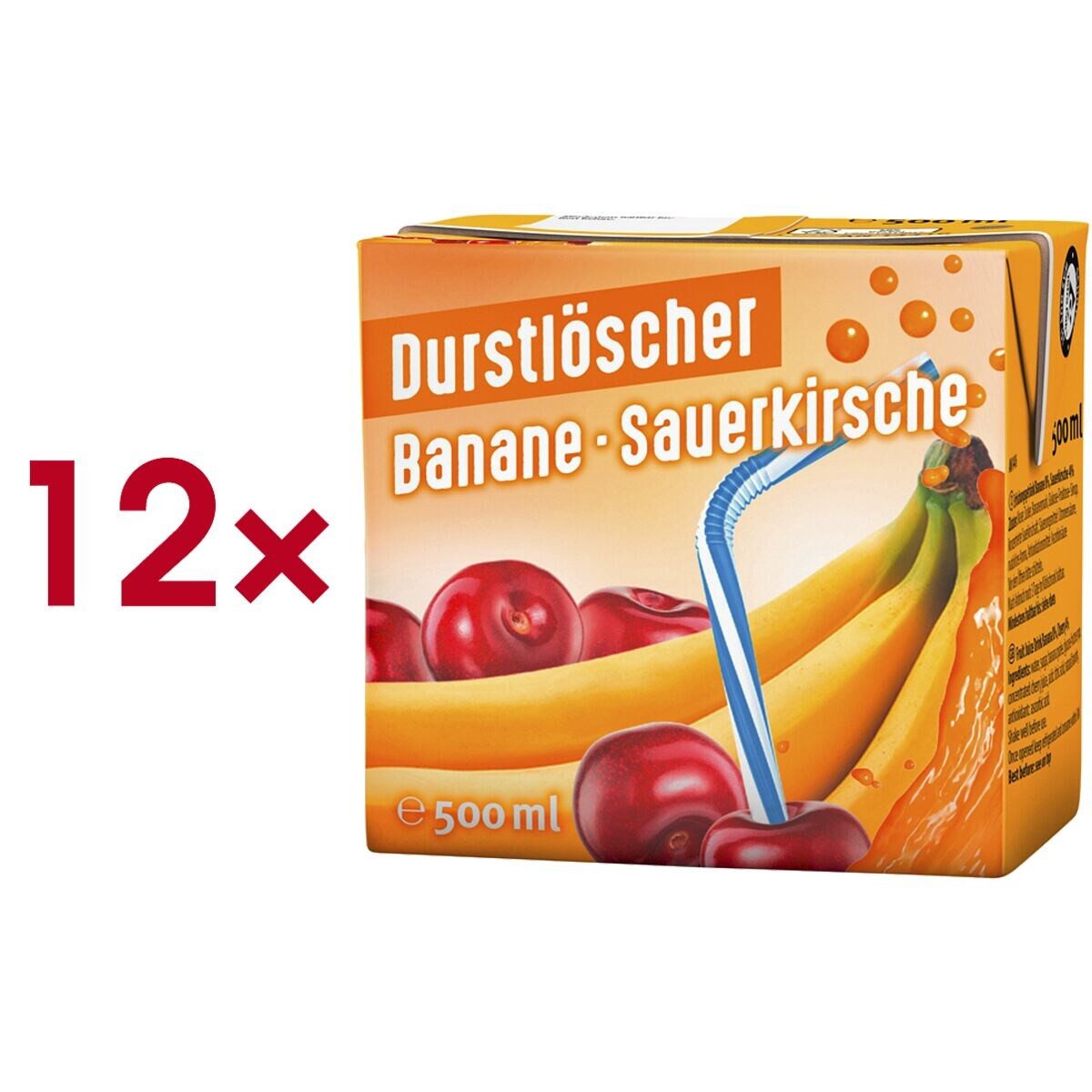 DURSTLOESCHER Softgetränk Banane - Sauerkirsche, 12x 500 ml