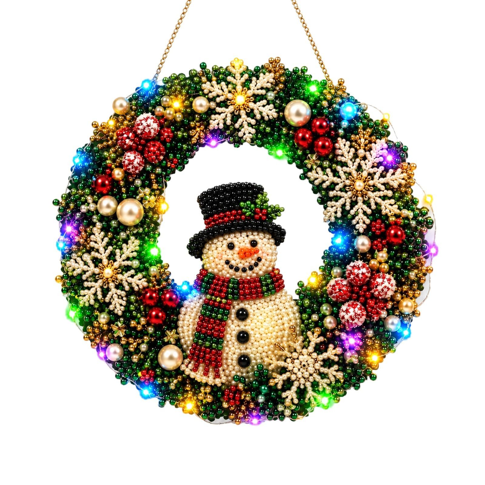 Bomiclss Kreativset Weihnachts-Diamantmalerei-Set mit LED-Lichterkette,25x25cm, Weihnachtsbastelset als Geschenk,Fensterdeko zum Aufhängen