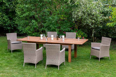 Gartenmöbel Ambiente Garten-Essgruppe Korsika, (7tlg. Set, 6 Sessel, 6 Sitzkissen, 1 Tisch), inkl. Sitzkissen