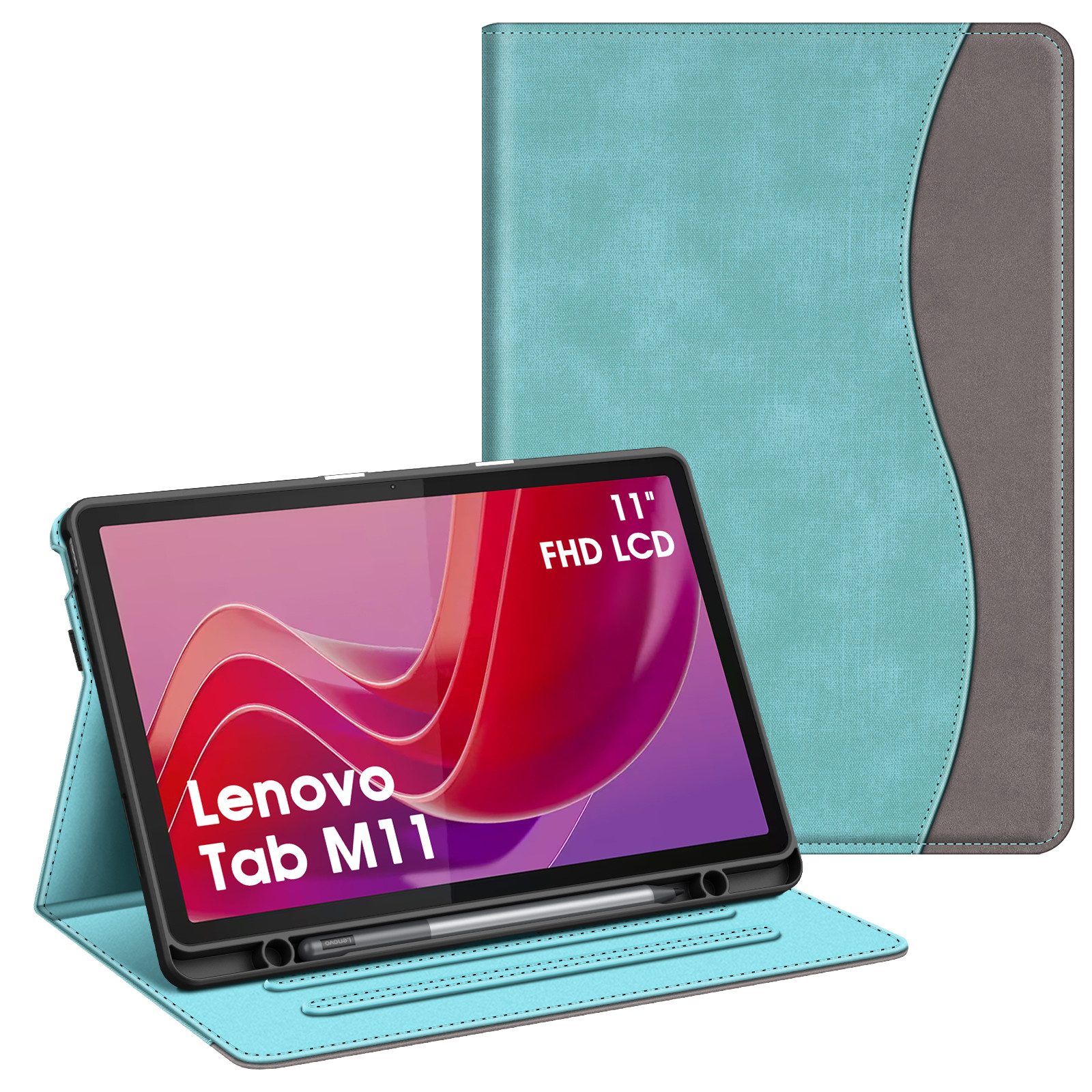 Fintie Tablet-Hülle für Lenovo Tab M11 (TB330) 11 Zoll 2024, Soft TPU Rückseite Gehäuse, mit Dokumentschlitze und Multi-Winkel Ansicht, Nicht für Tab P11 11''
