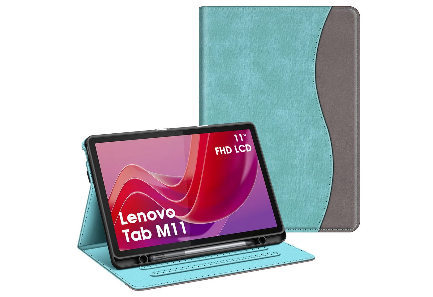 Fintie Tablet-Hülle für Lenovo Tab M11 (TB330) 11 Zoll 2024, Soft TPU Rückseite Gehäuse, mit Dokumentschlitze und Multi-Winkel Ansicht, Nicht für Tab P11 11''
