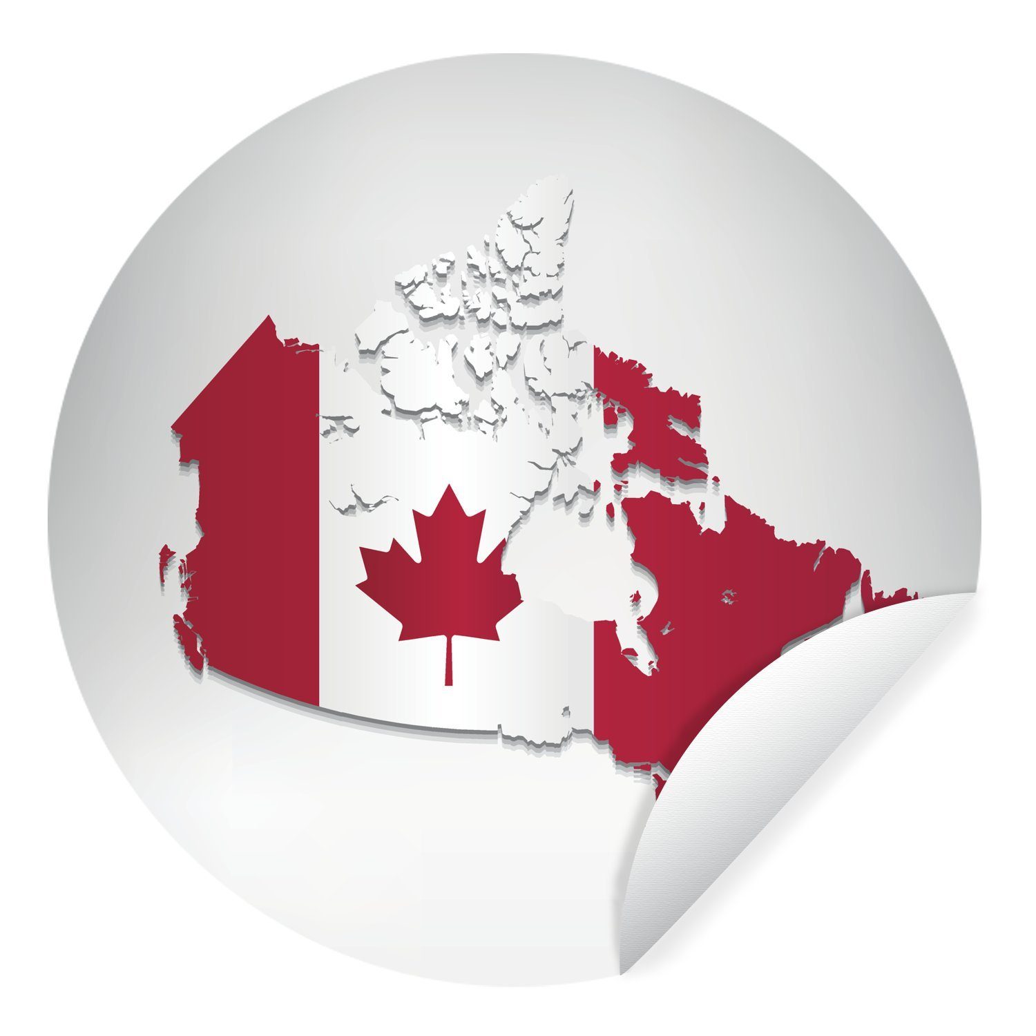 MuchoWow Wandsticker Illustration der kanadischen Flagge in der Form des Landes (1 St), Tapetenkreis für Kinderzimmer, Tapetenaufkleber, Rund, Wohnzimmer