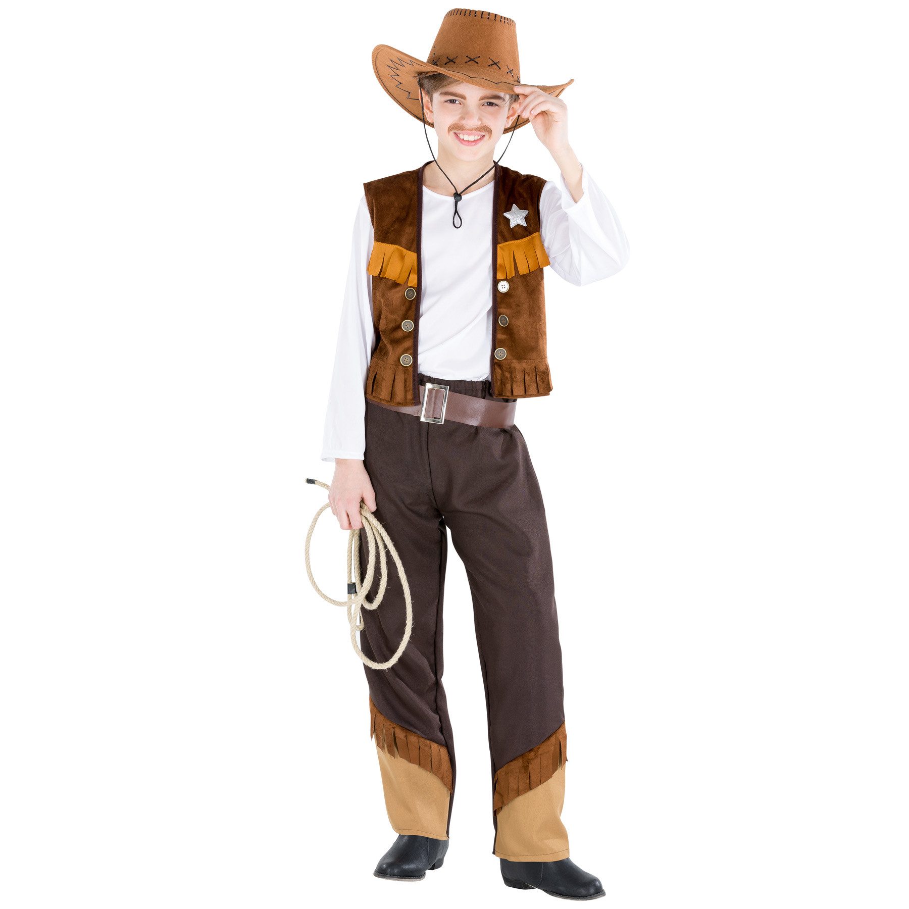 dressforfun Cowboy-Kostüm Jungenkostüm Cowboy Luke, Schöne Hose mit Gummizug