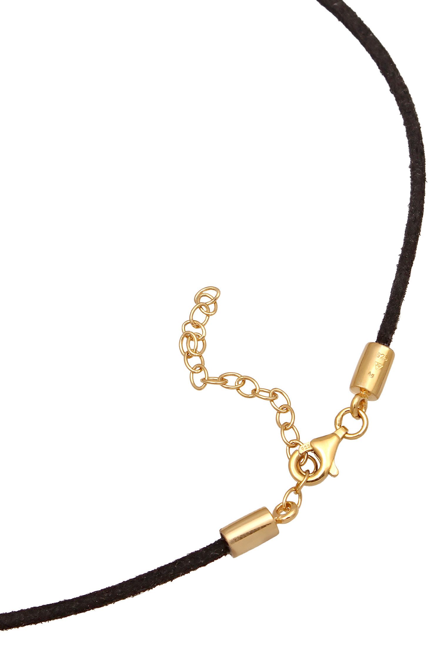 Elli Choker Veloureleder Synthetik Schwarz 925 Sterling Silber