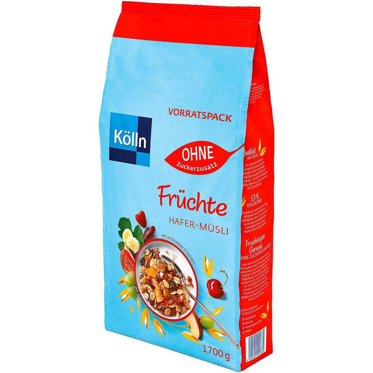 Kölln Cerealien Früchte ohne Zuckerzusatz, 1700 g, Früchte Hafer-Müsli