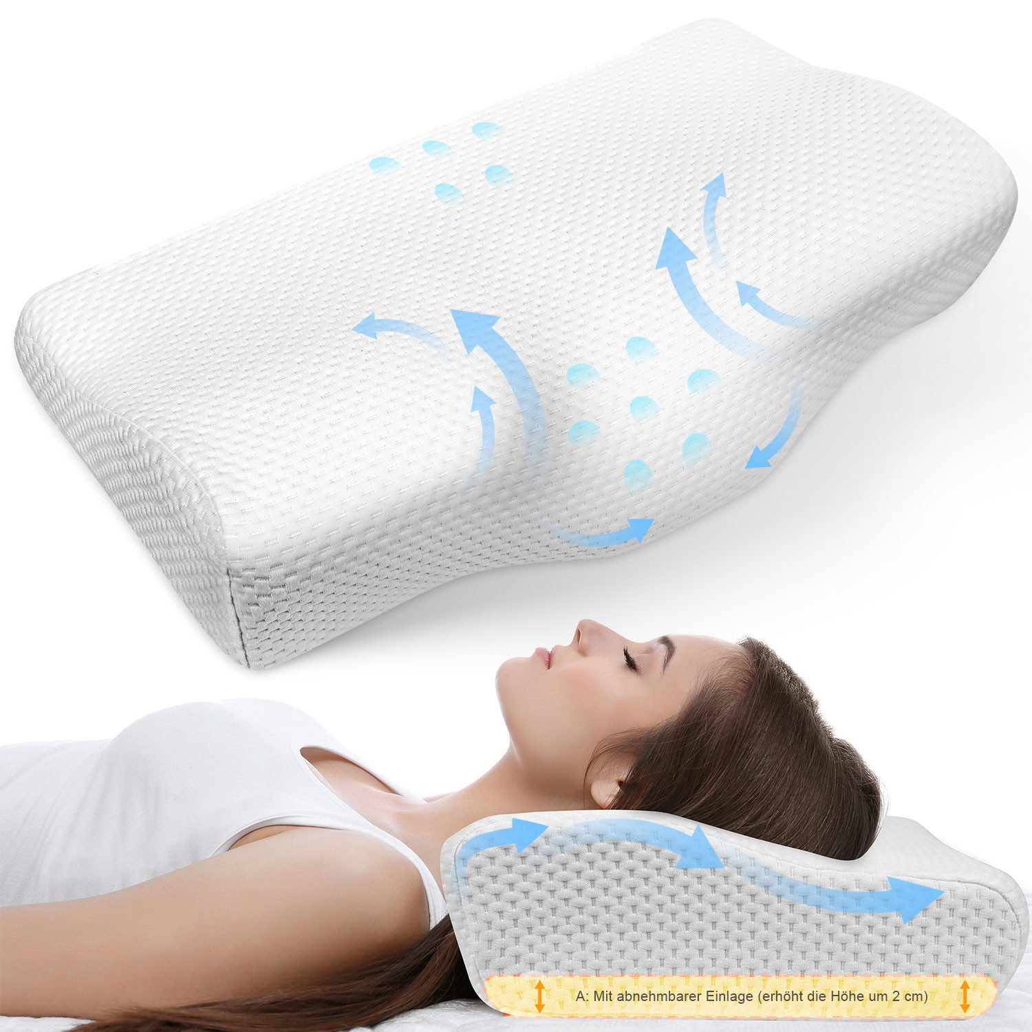 Simloveve Nackenstützkissen Seitenschläferkissen,Orthopädisches Kissen, Fül günstig online kaufen