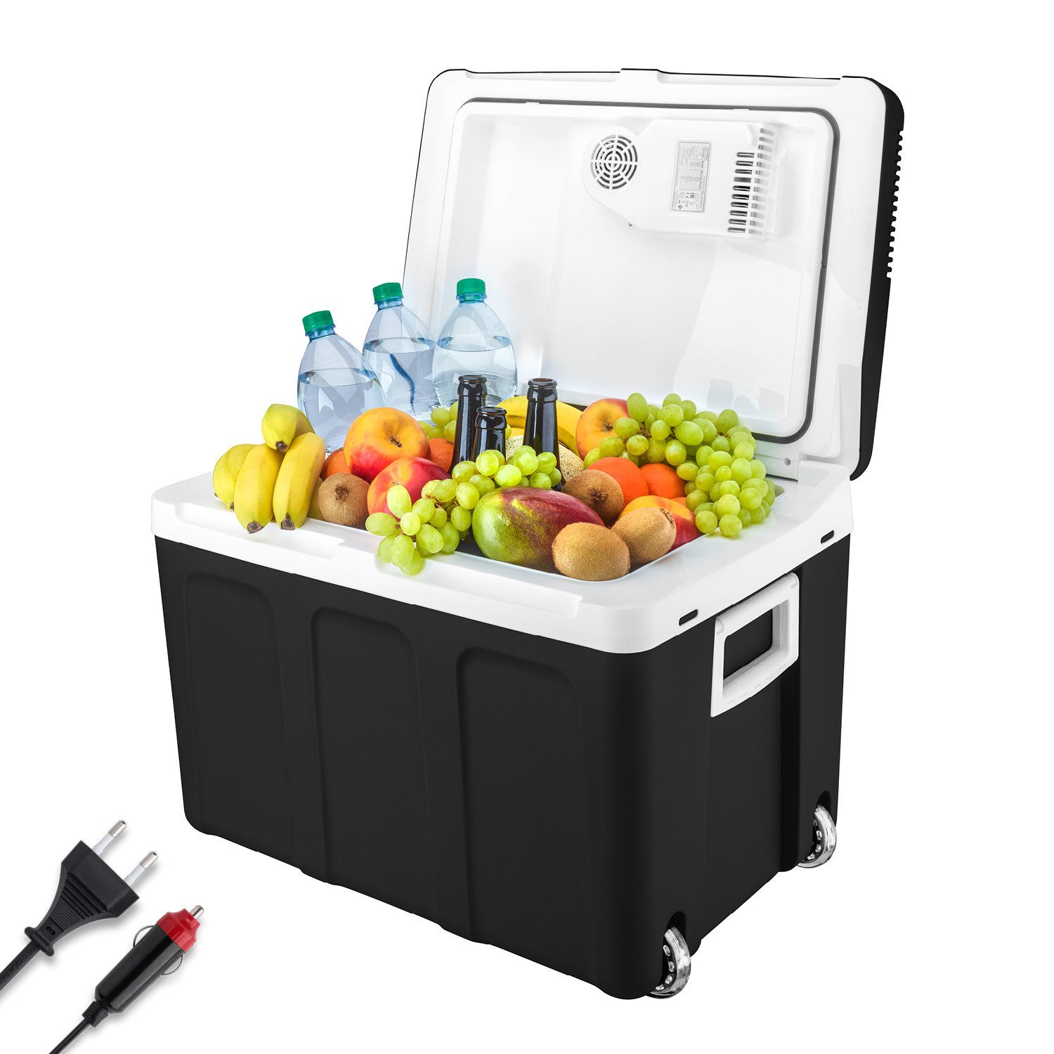 Elektrische Kühlbox Mobil Kühlschrank 45L, 12V /230V Anschluss, 12-V-Stecker fürs Auto