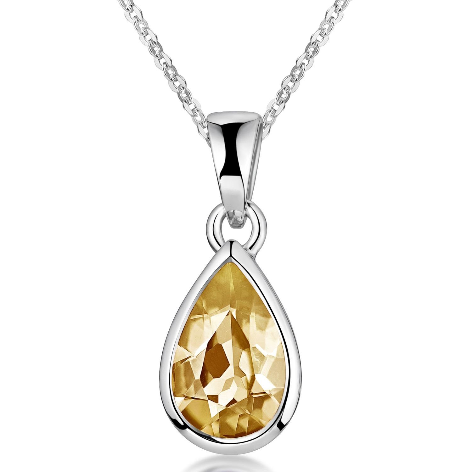 Materia Kettenanhänger Tropfen Citrin Edelstein Orange KA-274, 925 Sterling günstig online kaufen