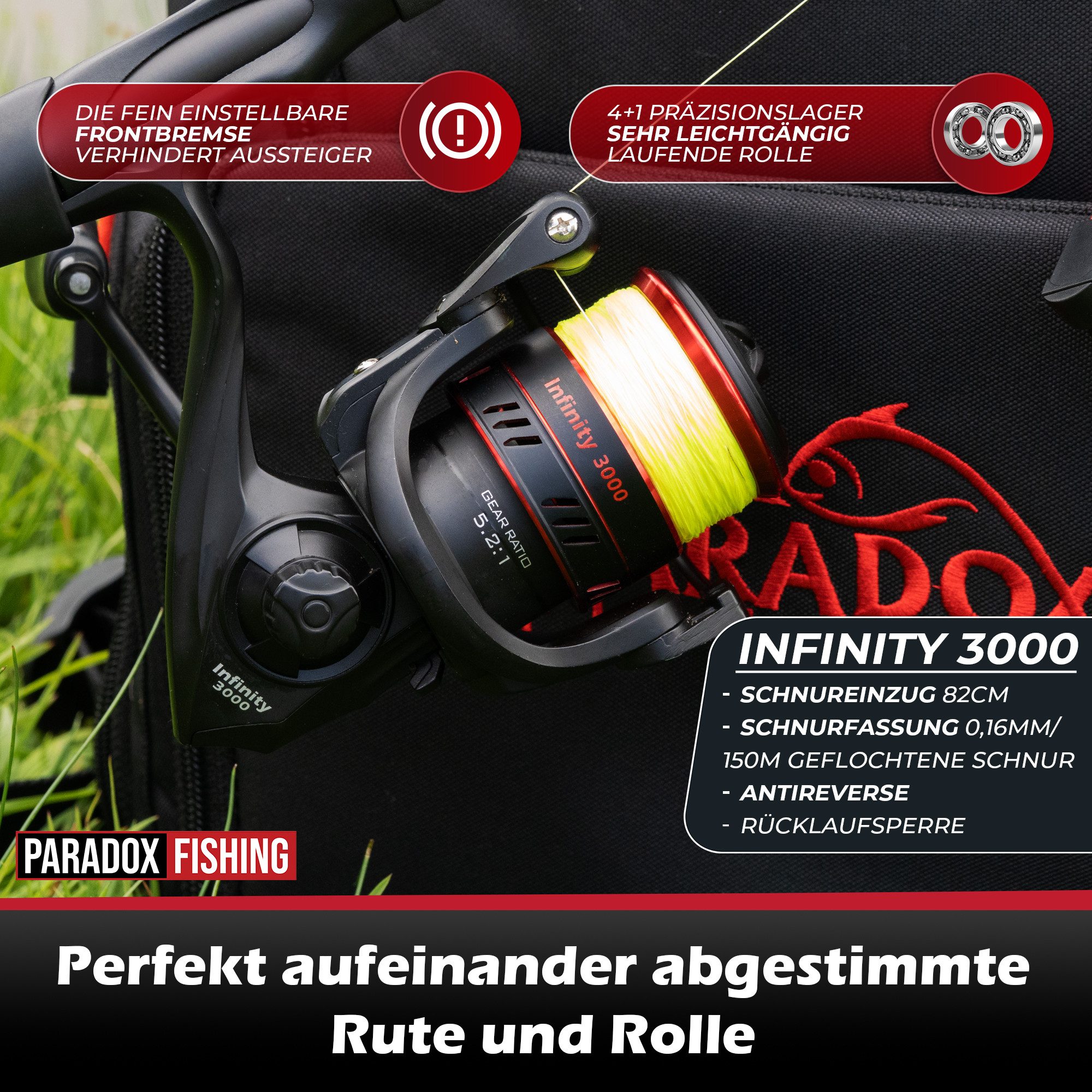 Paradox Fishing Spinnrute Zander Komplett Set Firetiger Spinnrute 15-35g + 3000 Infinity Rolle, (Rute + 3000 Rolle + Köderset), Komplett-Starterset – Bild 5 von 5